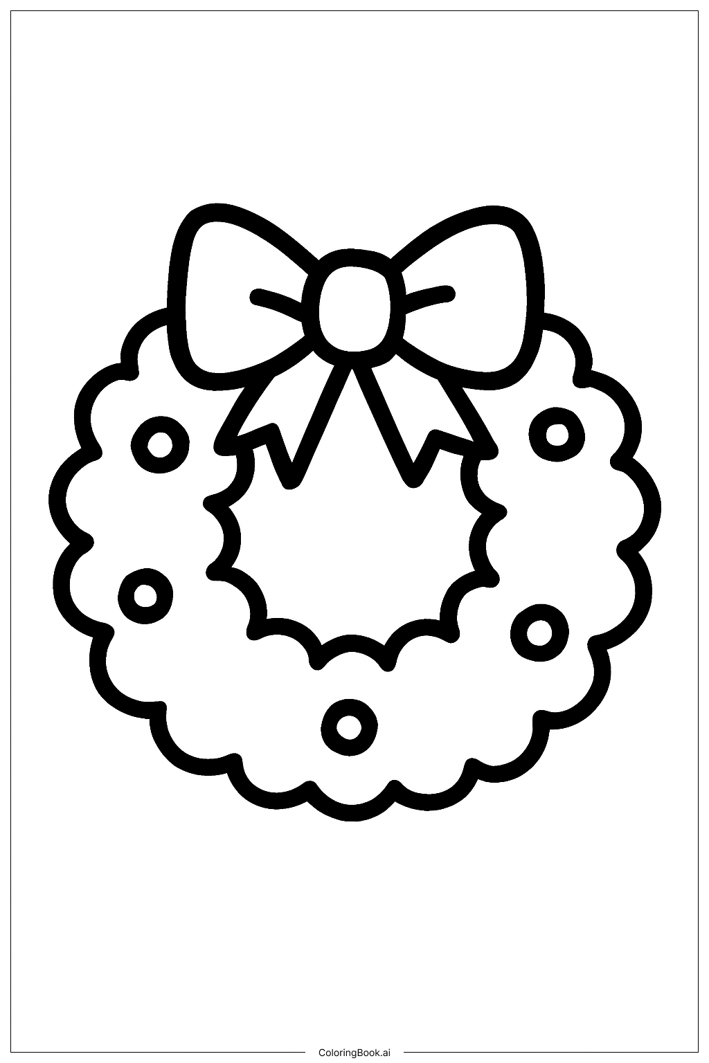  Cute Christmas Wreath Small Coloring Page 
