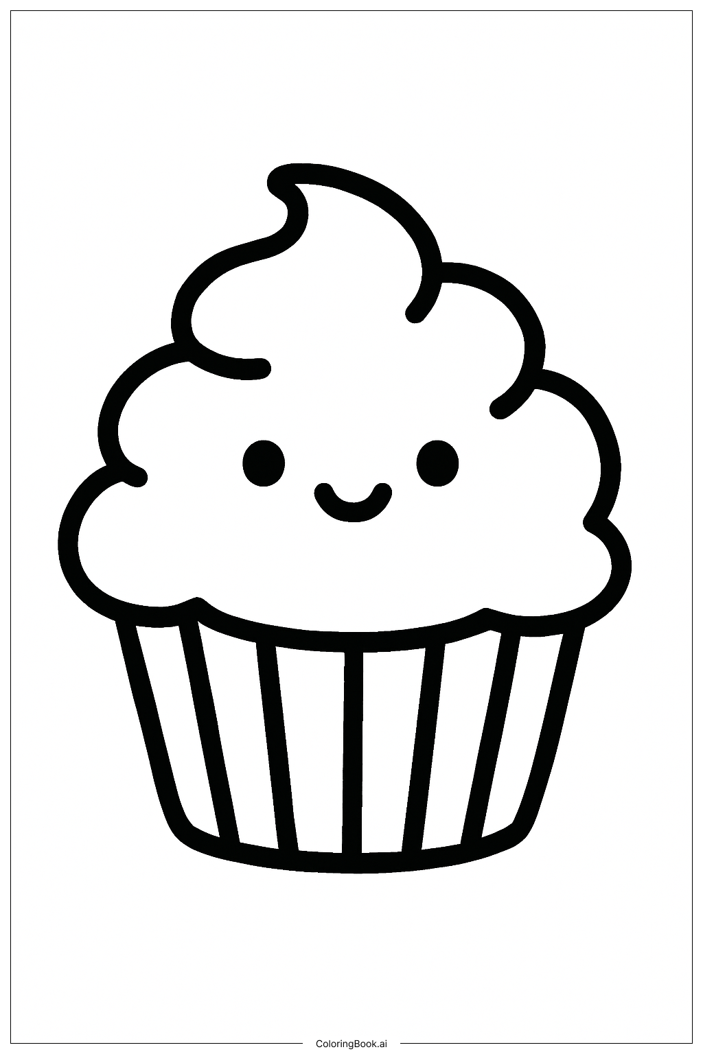  Cute Cupcake Cake Coloring Page 