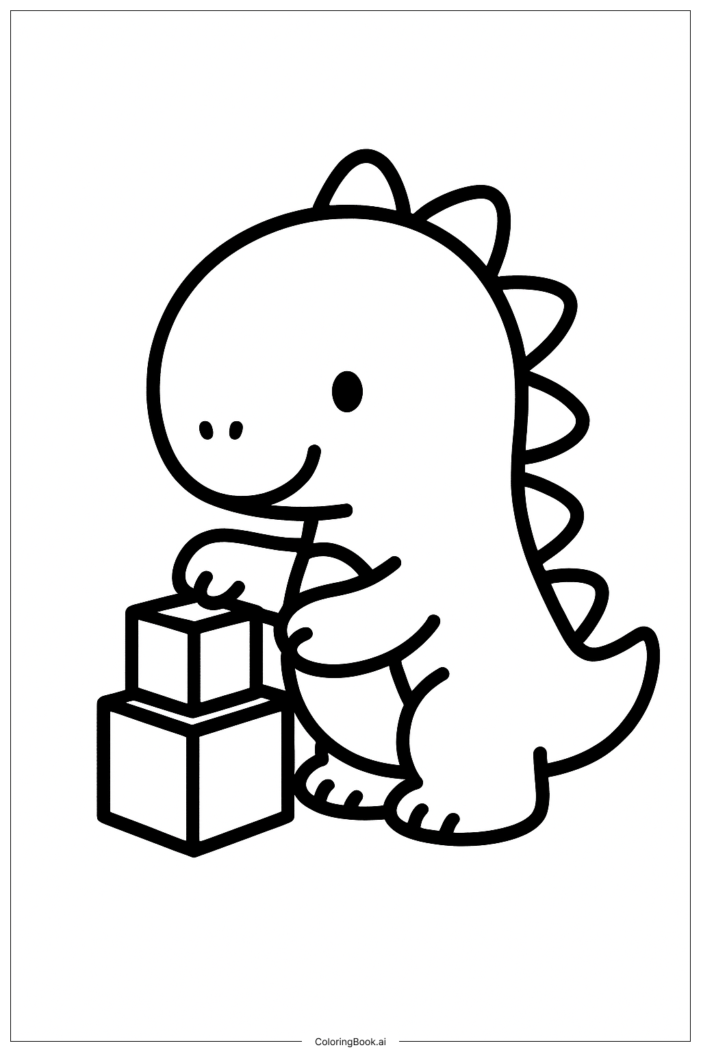 귀여운 공룡 블록 쌓기 색칠공부 페이지