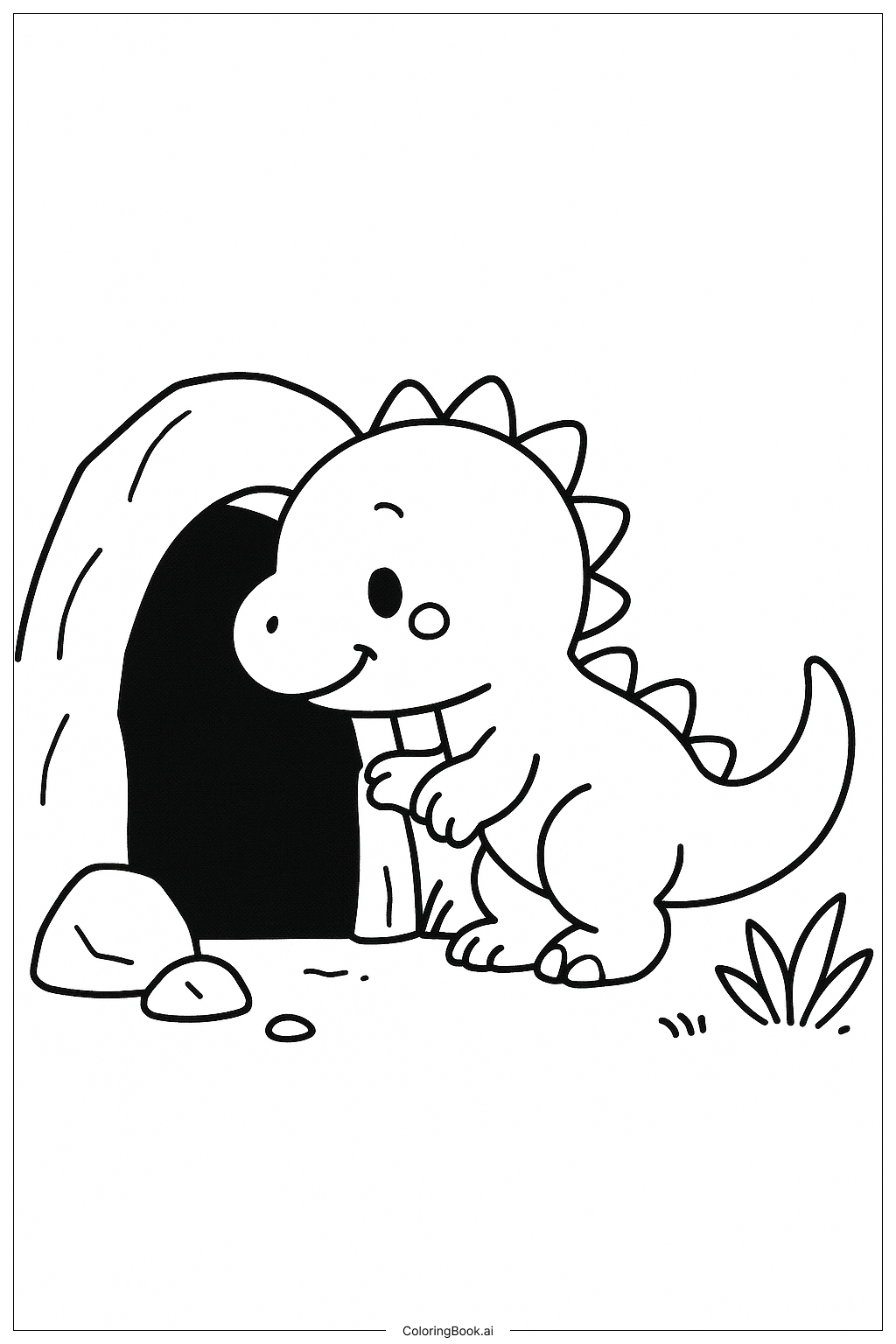 동굴을 탐험하는 귀여운 공룡