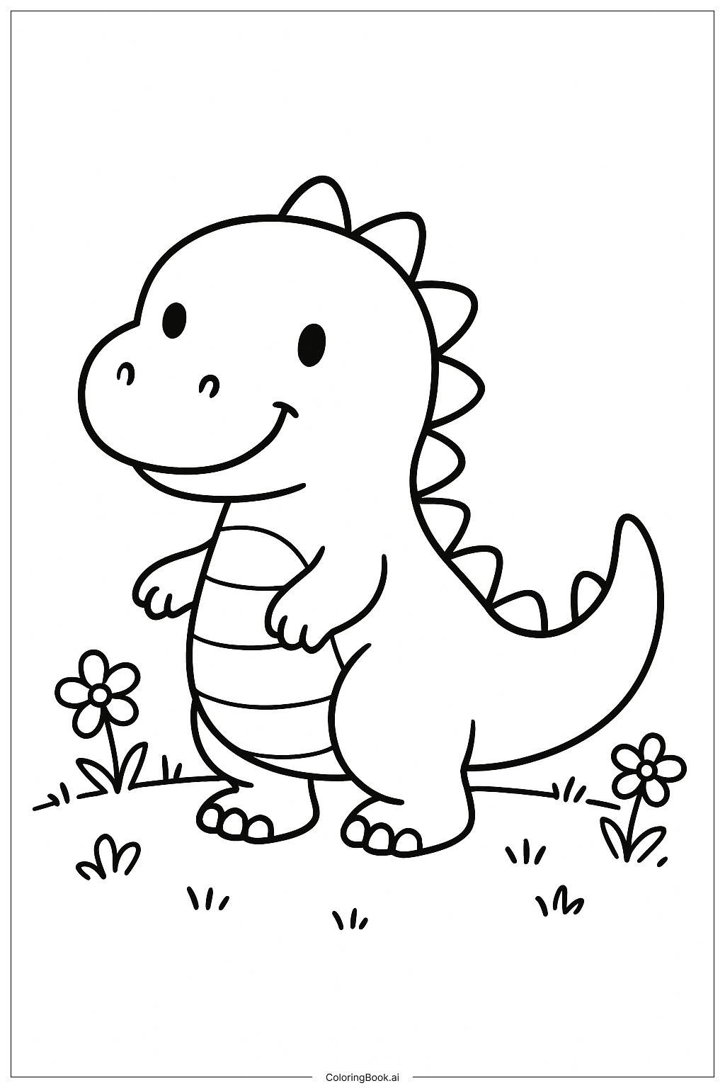 초원 속 귀여운 공룡 색칠공부 페이지