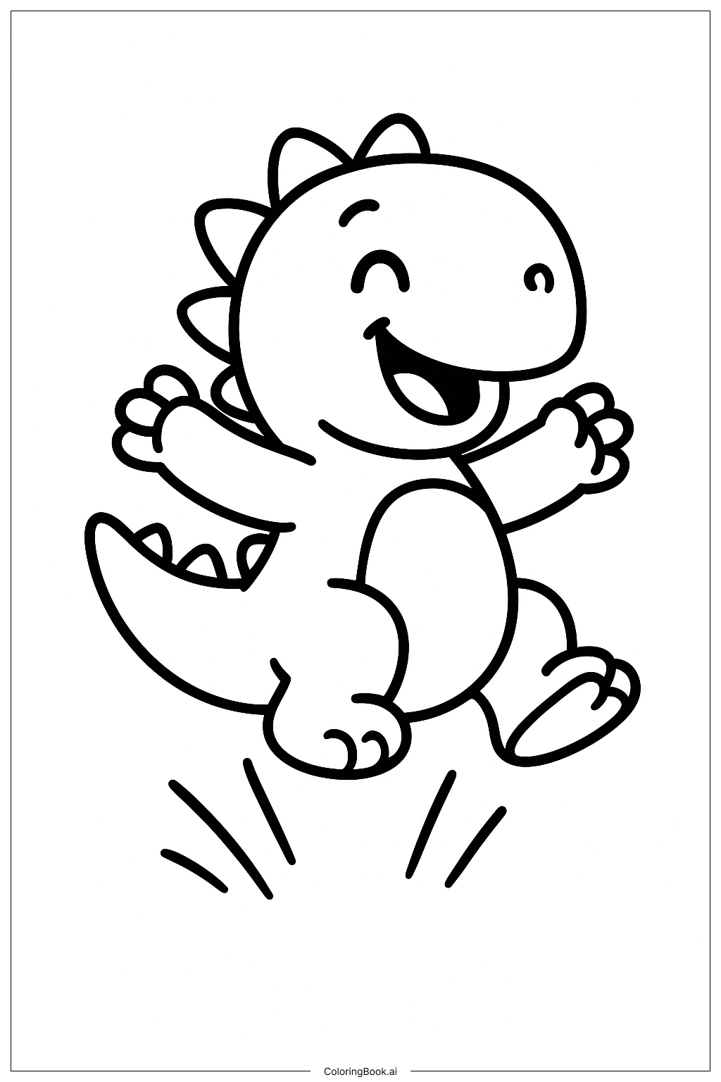 귀여운 공룡이 점프하는 모습 색칠공부 페이지