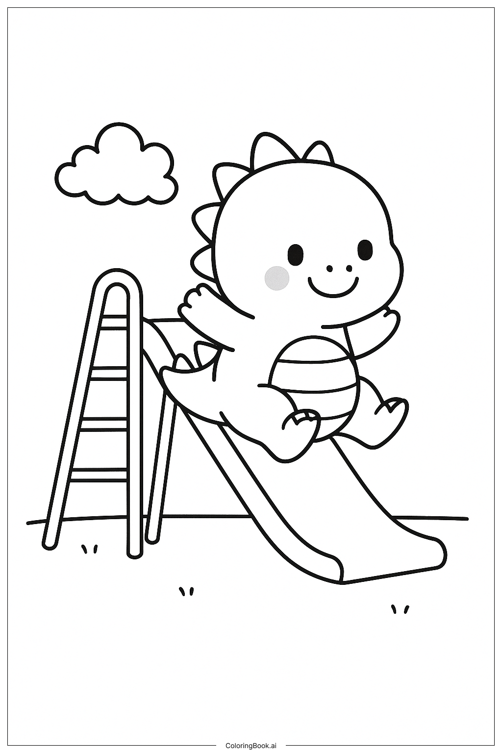 미니 공룡 슬라이드 타기 색칠공부 페이지