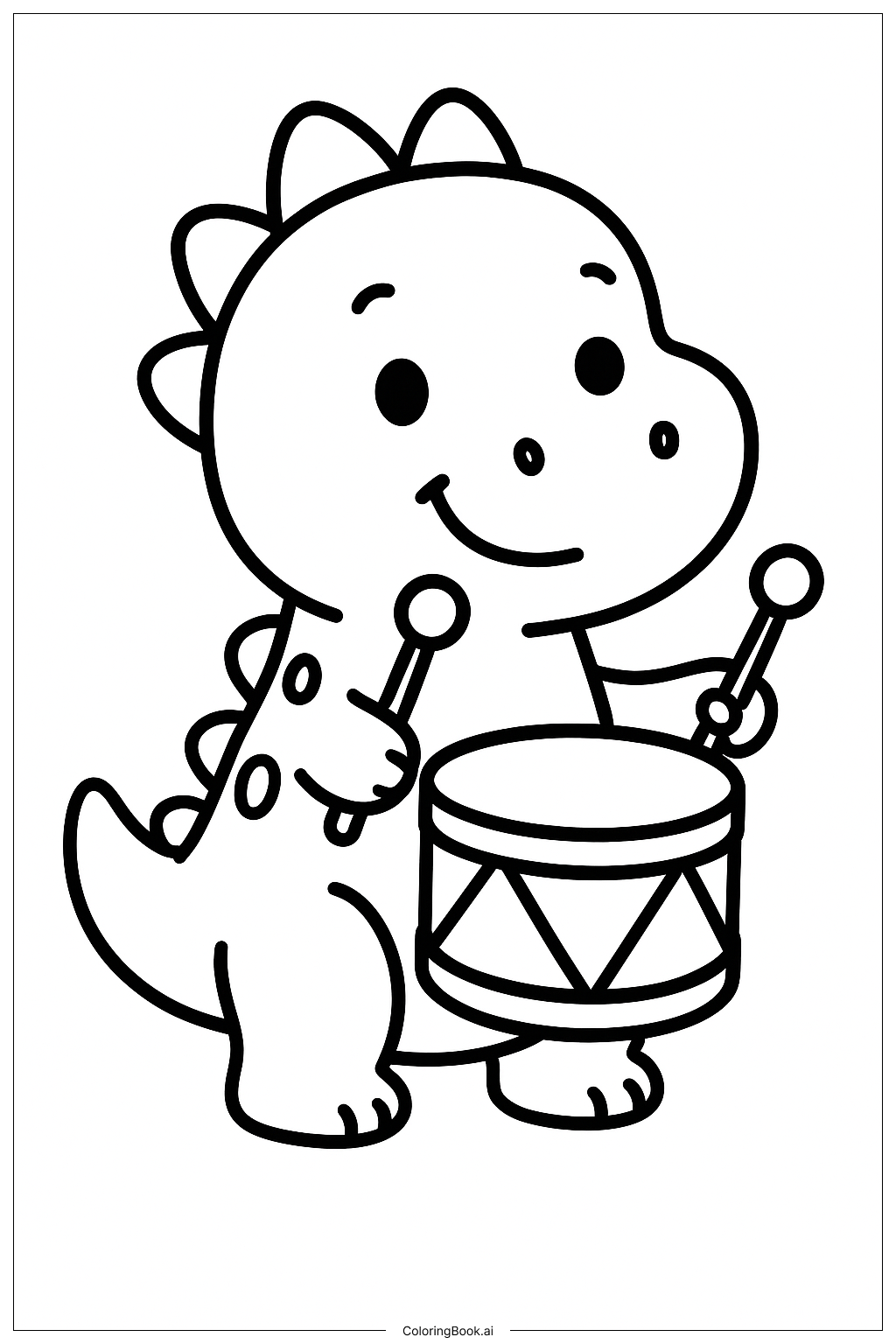 귀여운 공룡 드럼 연주하기 색칠공부 페이지