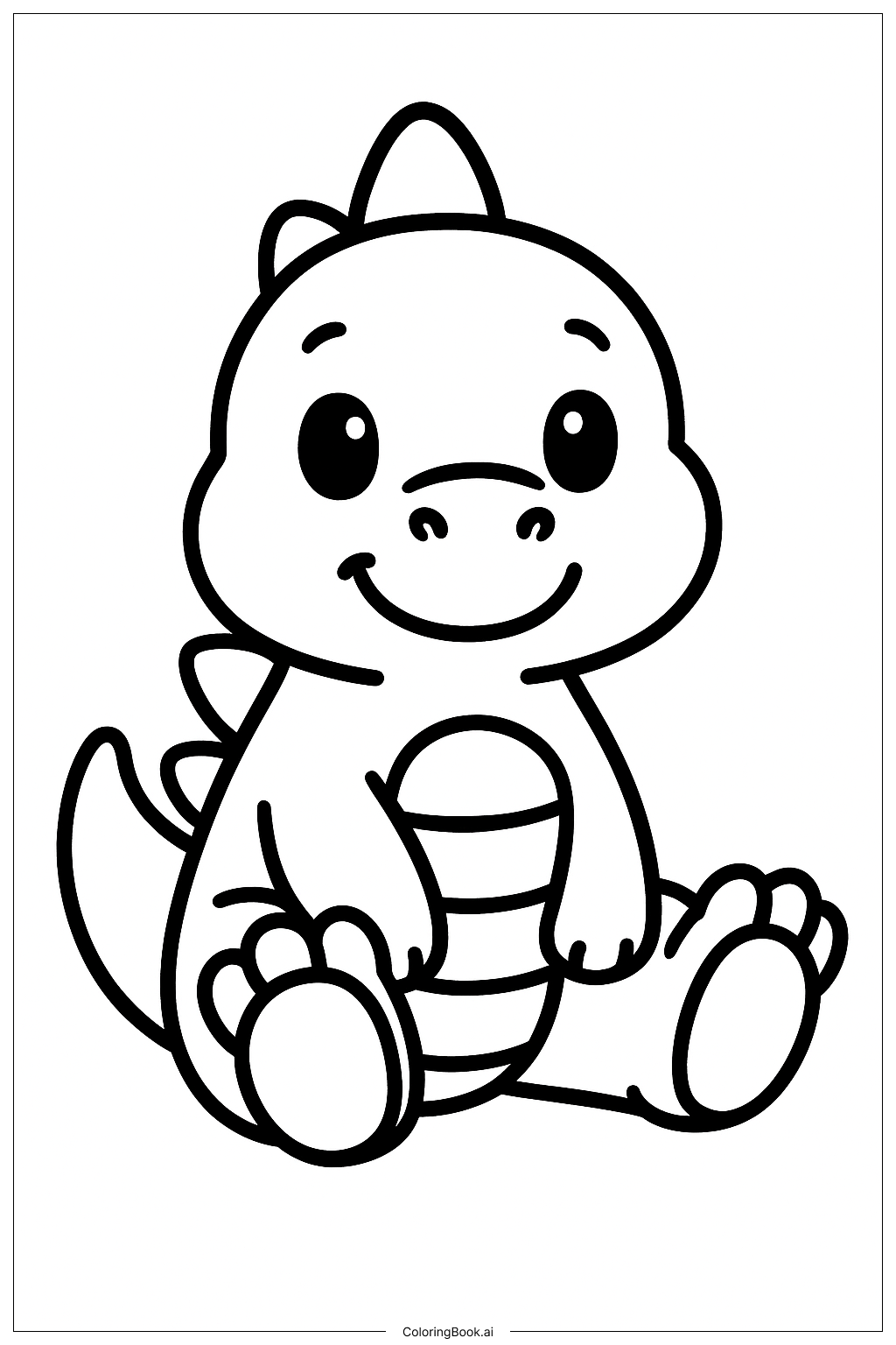 귀여운 공룡 앉아있기 색칠공부 페이지