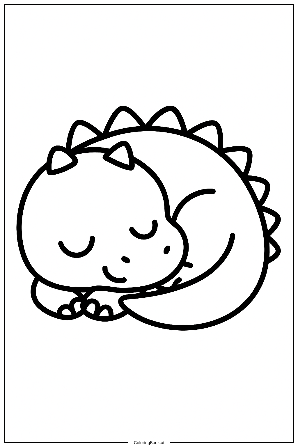 귀여운 공룡 잠자는 모습 색칠공부 페이지