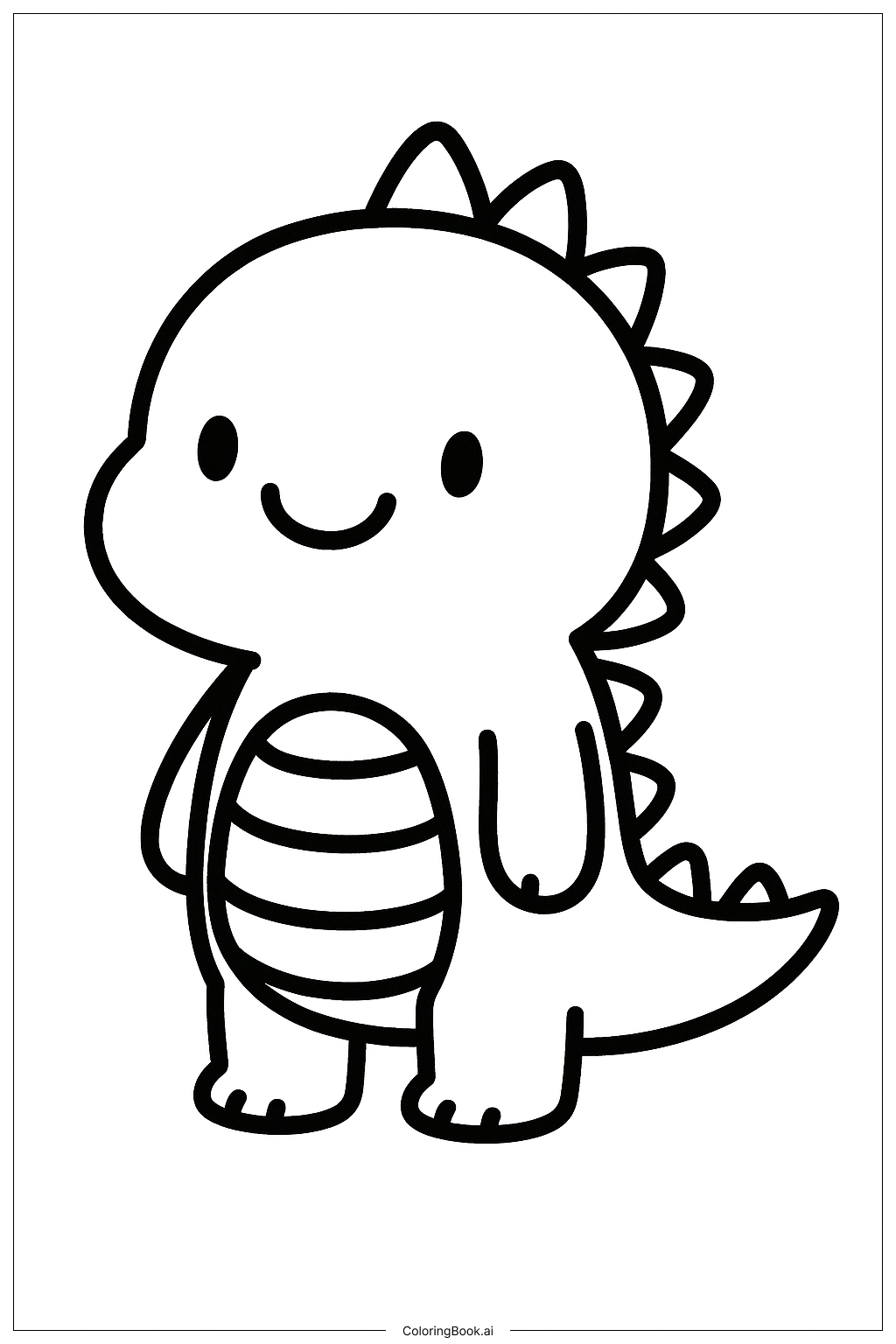 귀여운 공룡 서 있는 모습 색칠공부 페이지