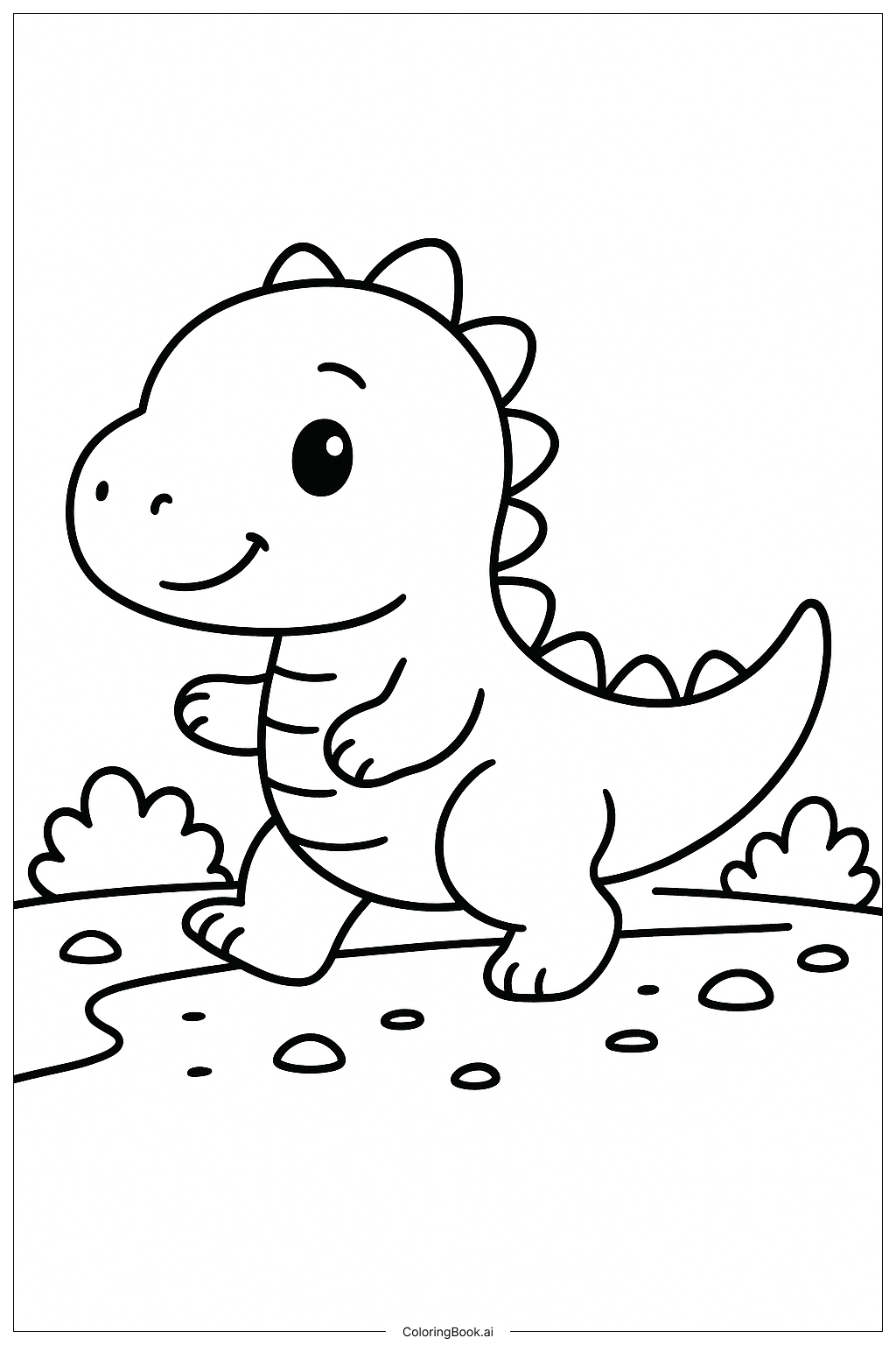 귀여운 공룡 산책로 색칠공부 페이지