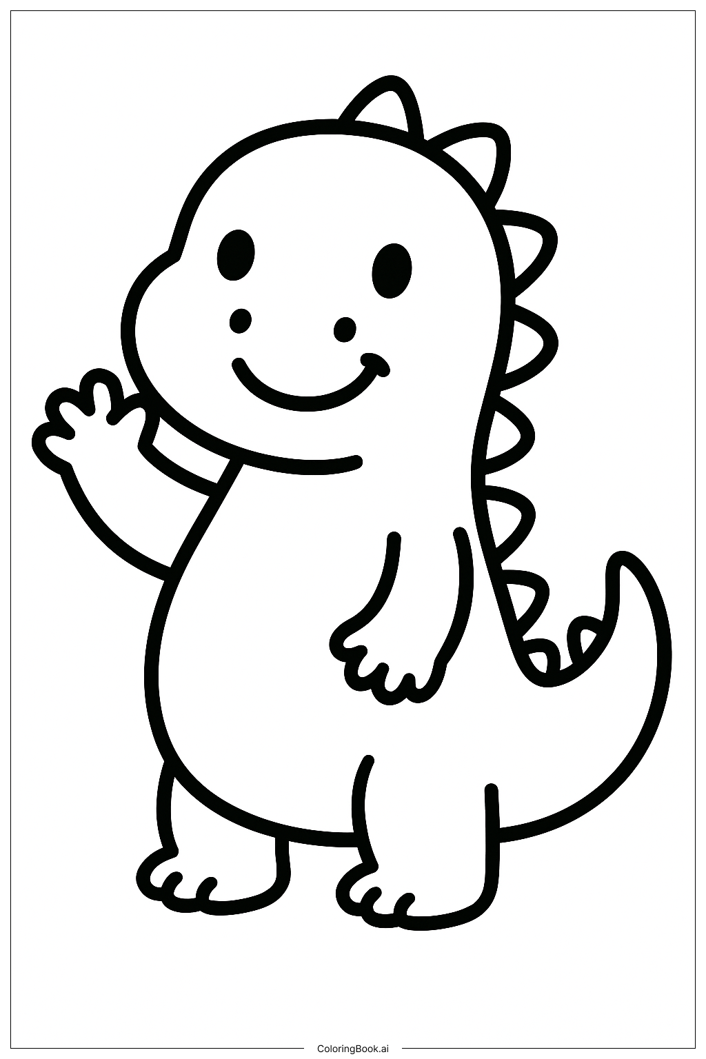 귀여운 공룡 손 흔들기 색칠공부 페이지