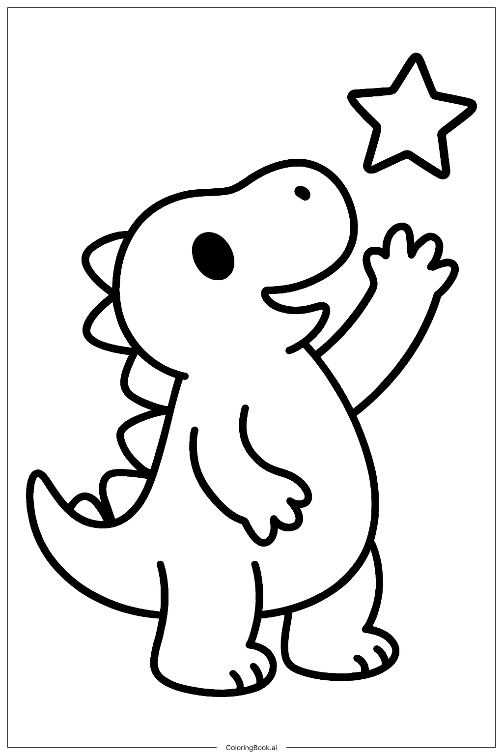 별과 귀여운 공룡 색칠공부 페이지