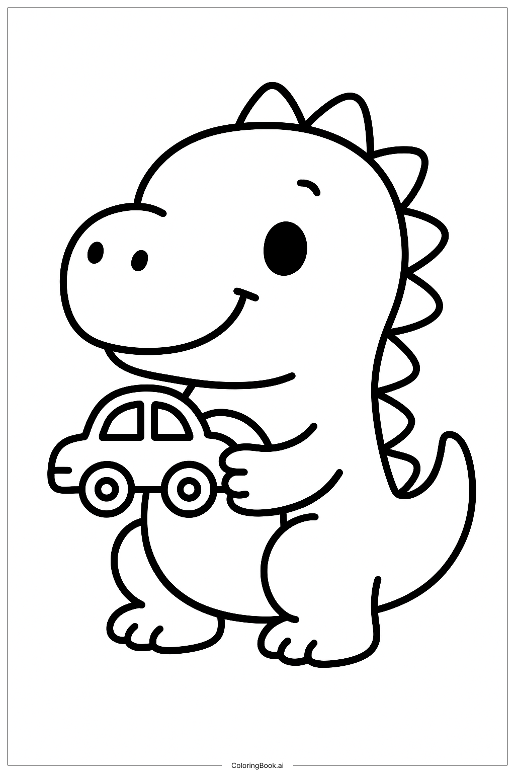 장난감과 귀여운 공룡 색칠공부 페이지