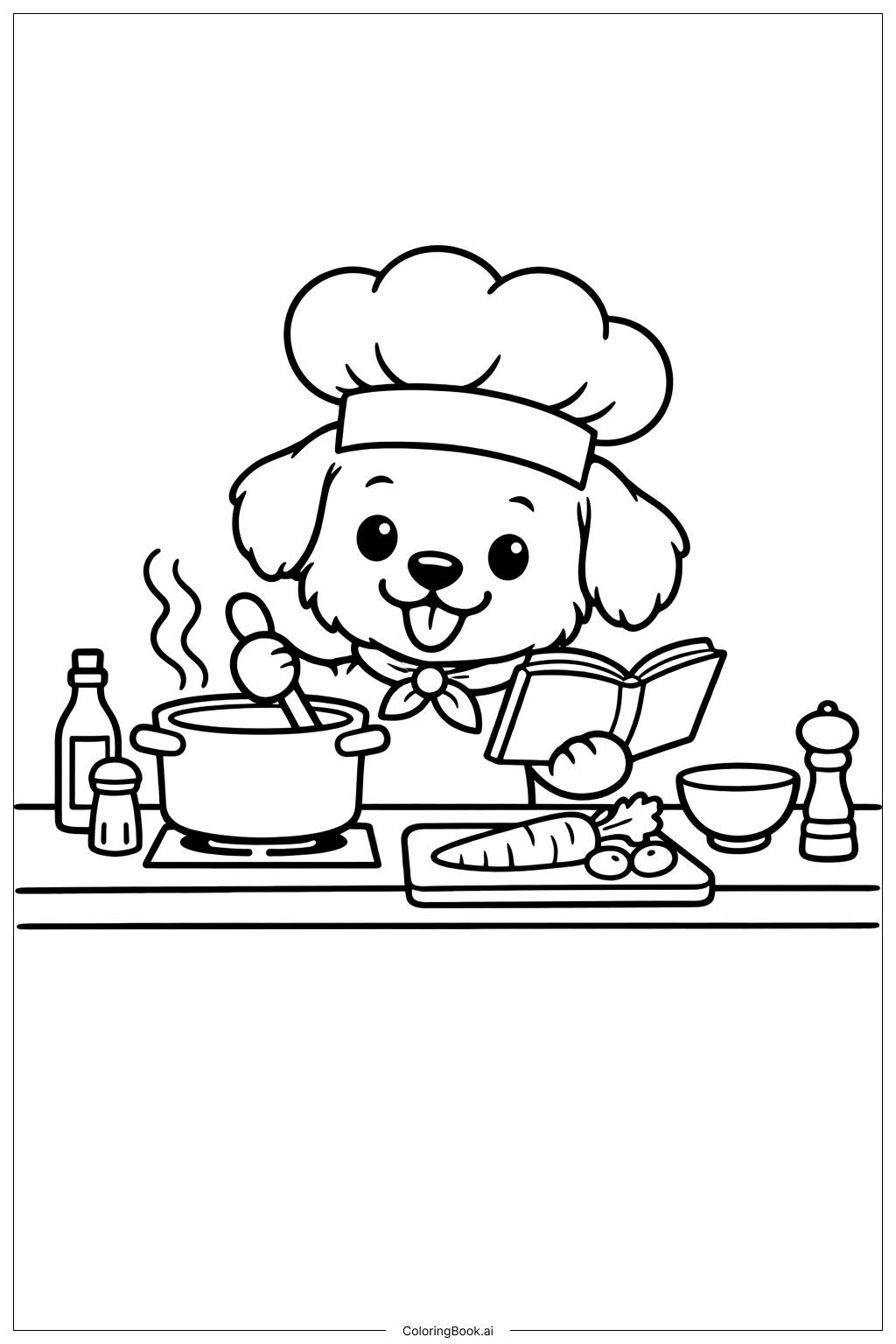  Page de coloriage Chien mignon en chef 