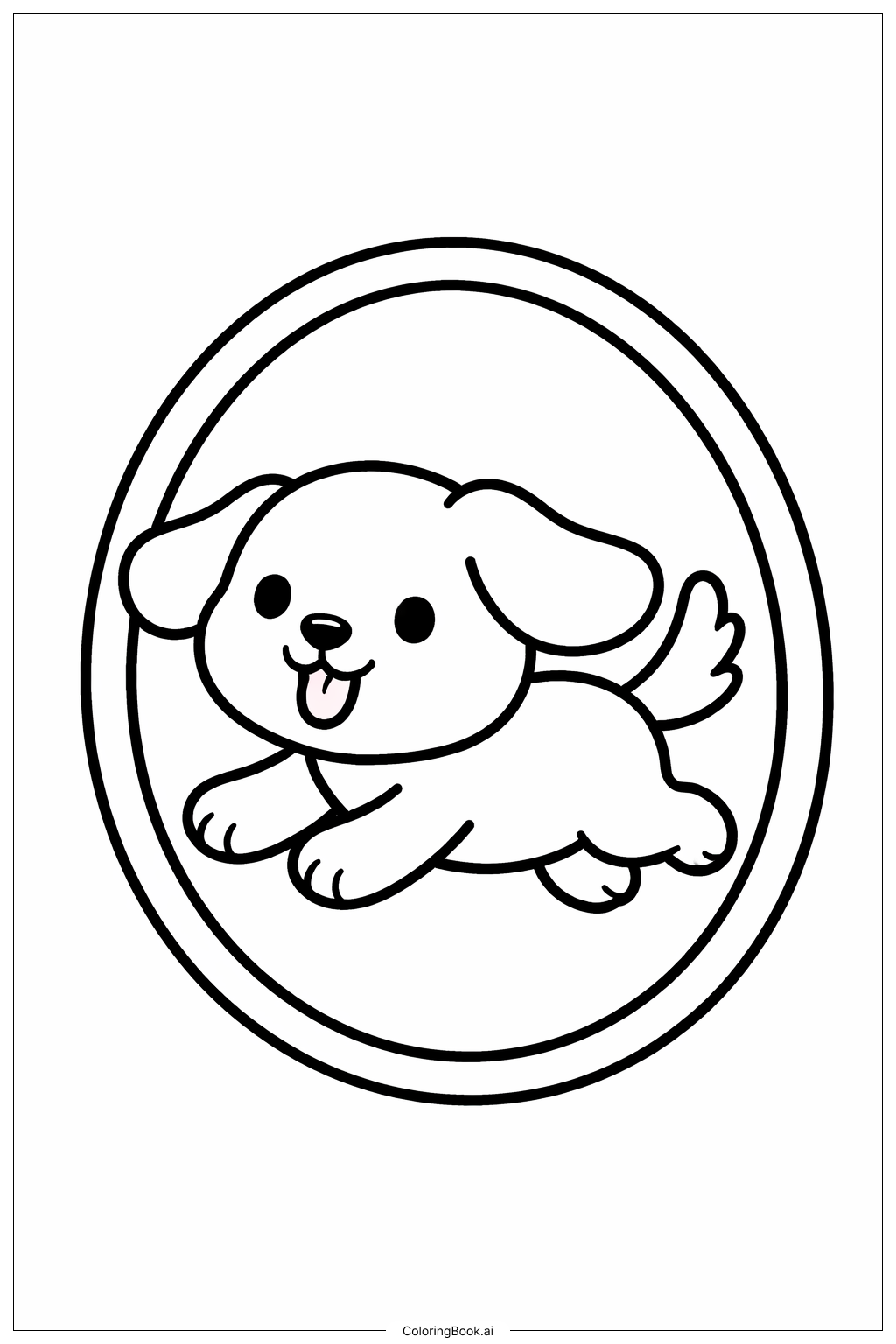  可愛狗狗跳圈圈著色頁 
