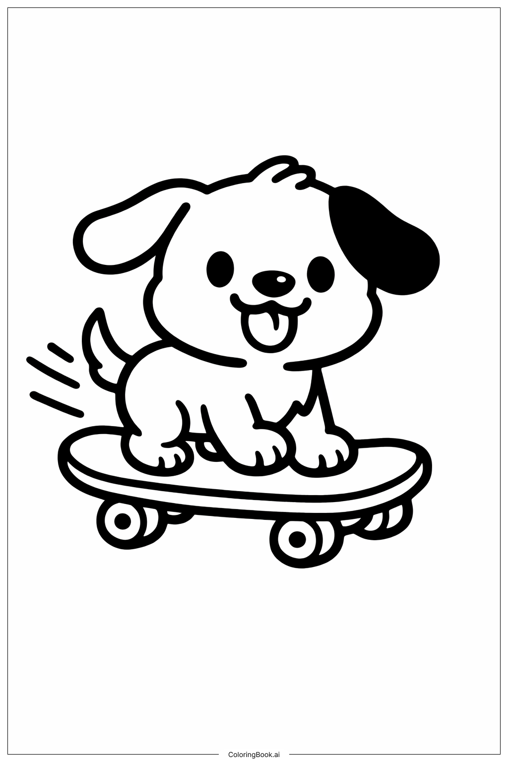  可愛狗狗滑滑板著色頁 