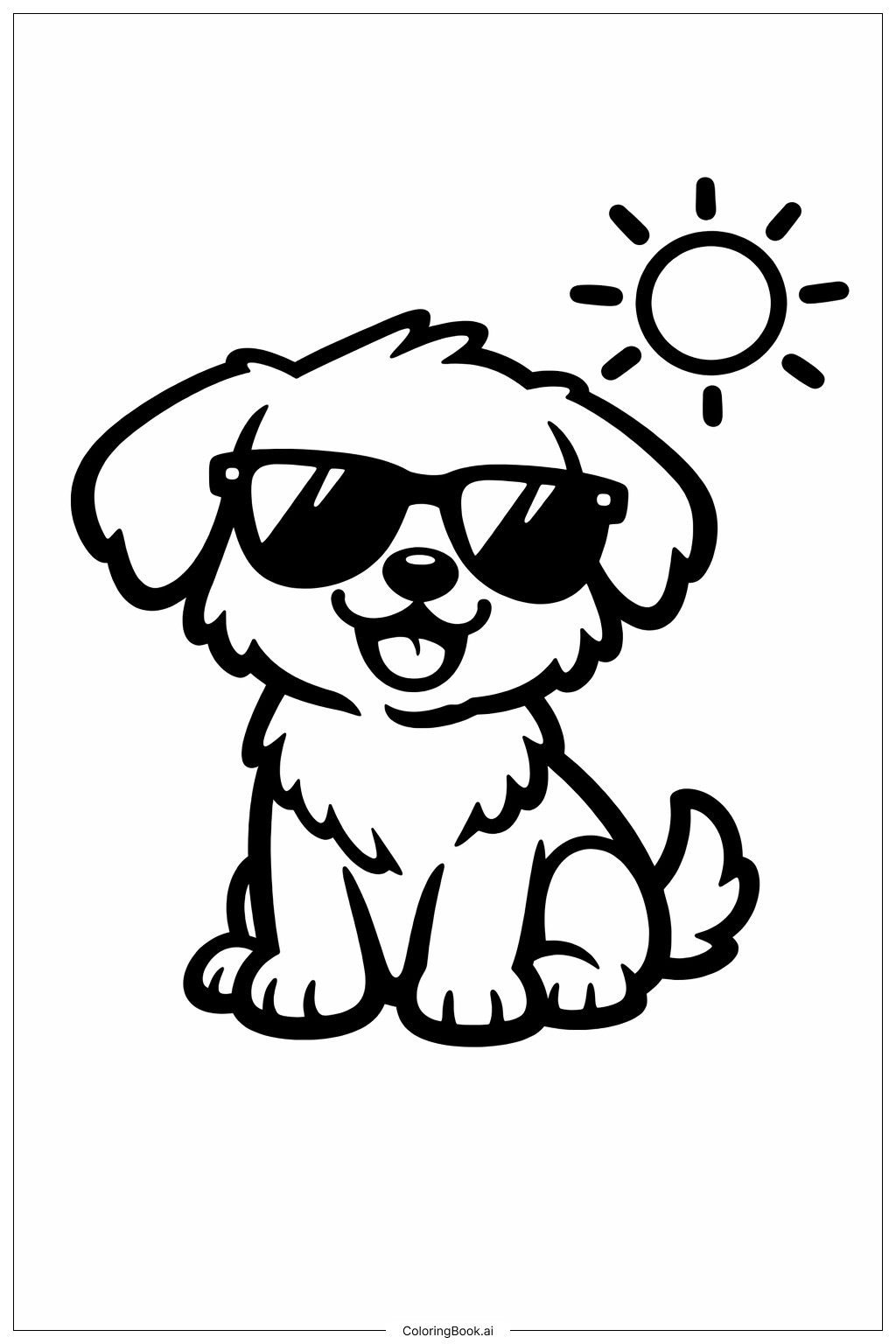  戴墨鏡的可愛狗狗著色頁 