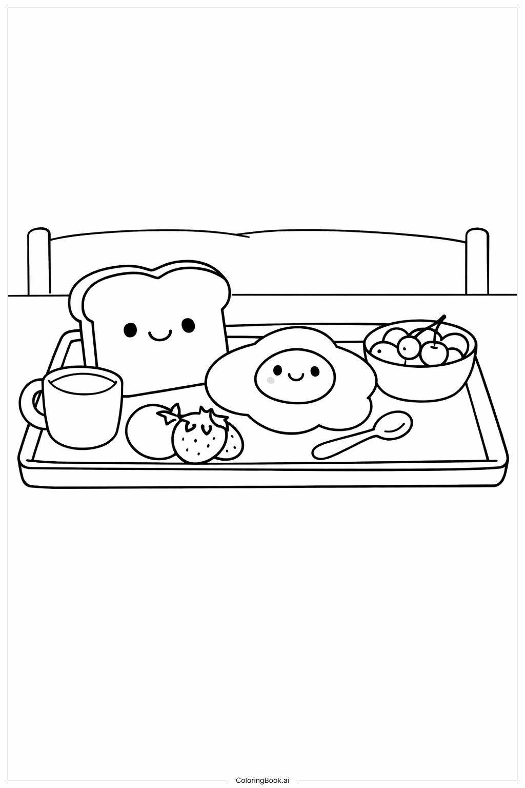 귀여운 아침 식사 쟁반 색칠공부 페이지