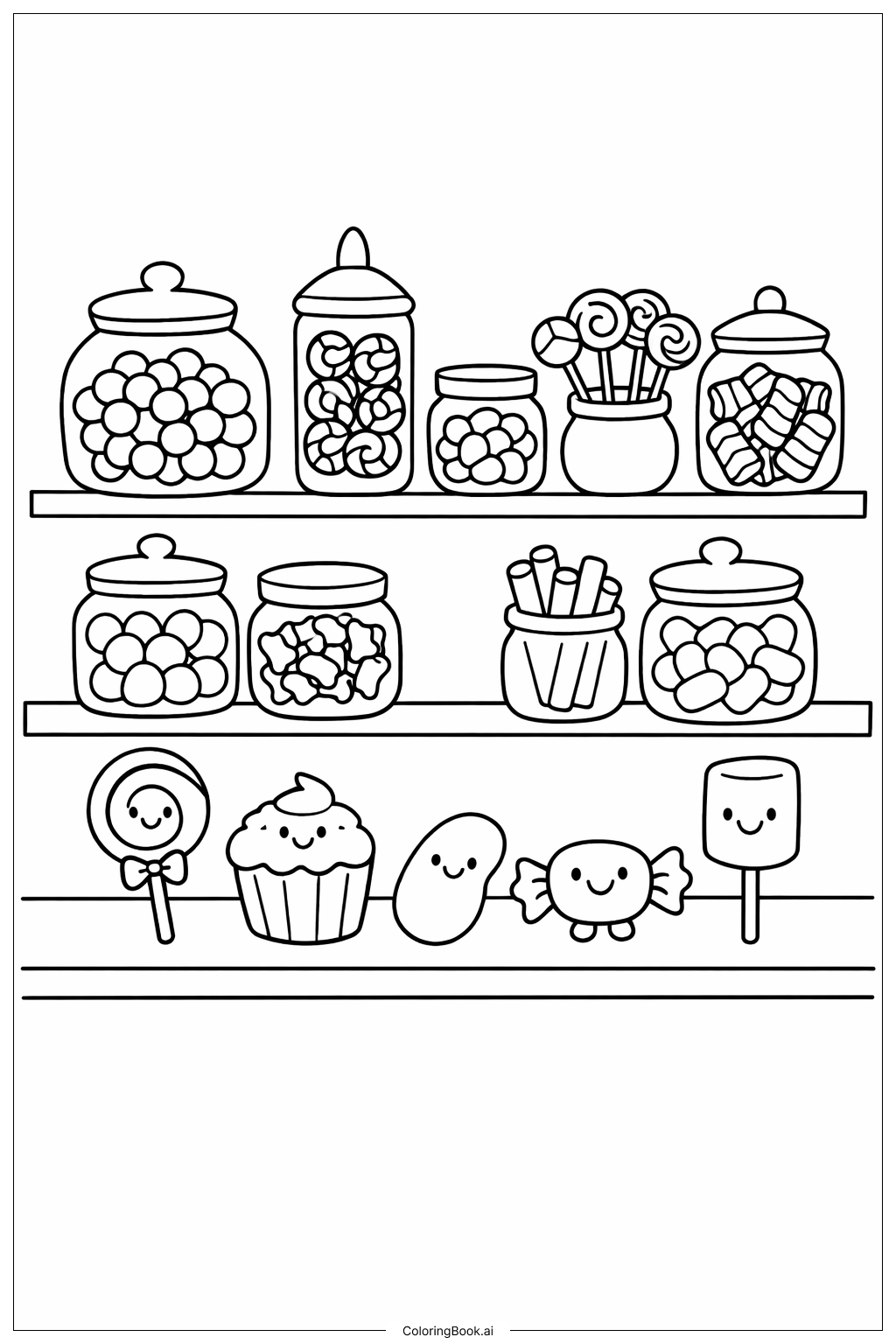 Trang tô màu Cửa Hàng Kẹo Thức Ăn Dễ Thương