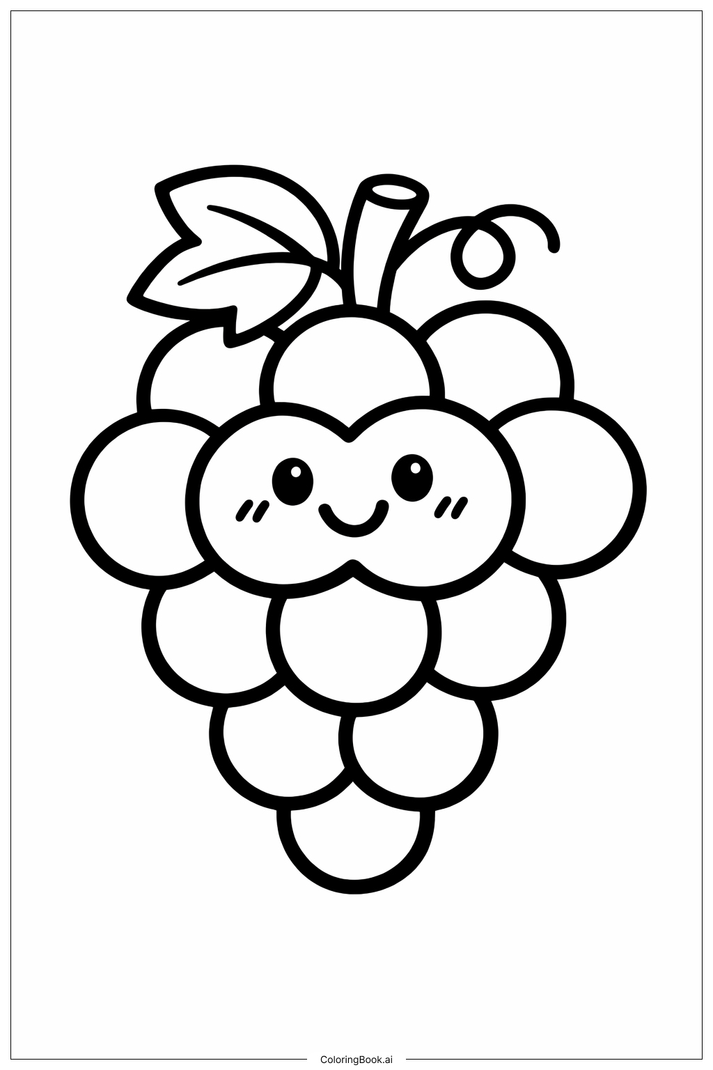  Trang tô màu Trái Nho Vui Vẻ Thức Ăn Dễ Thương 