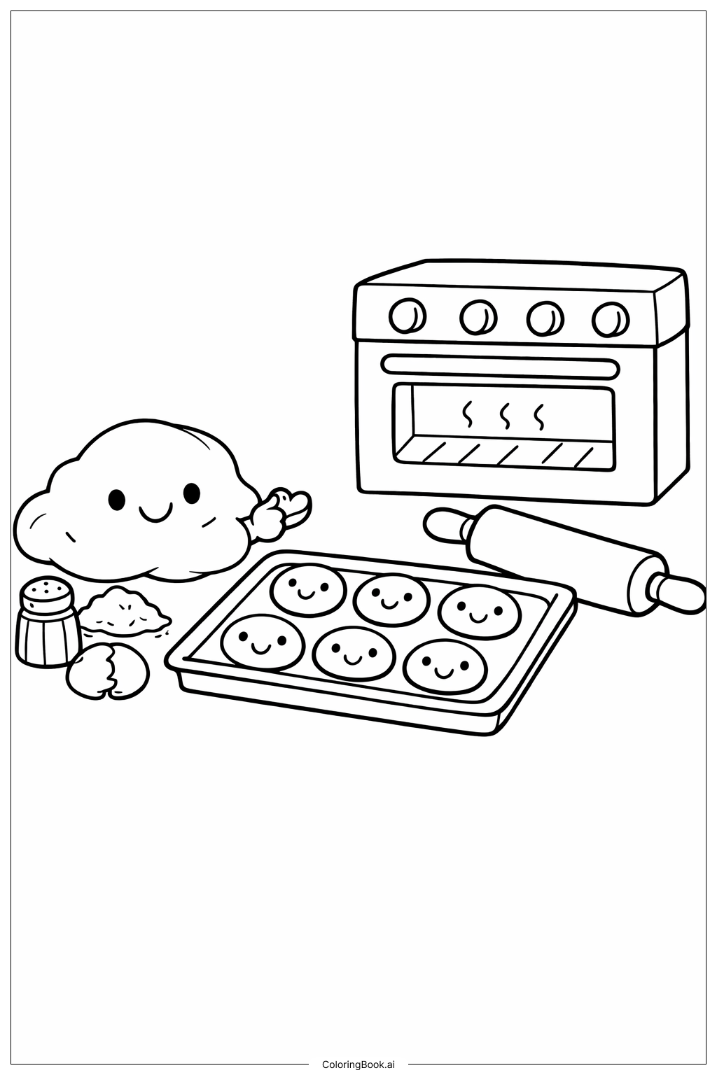 귀여운 음식 쿠키 베이킹 색칠공부 페이지