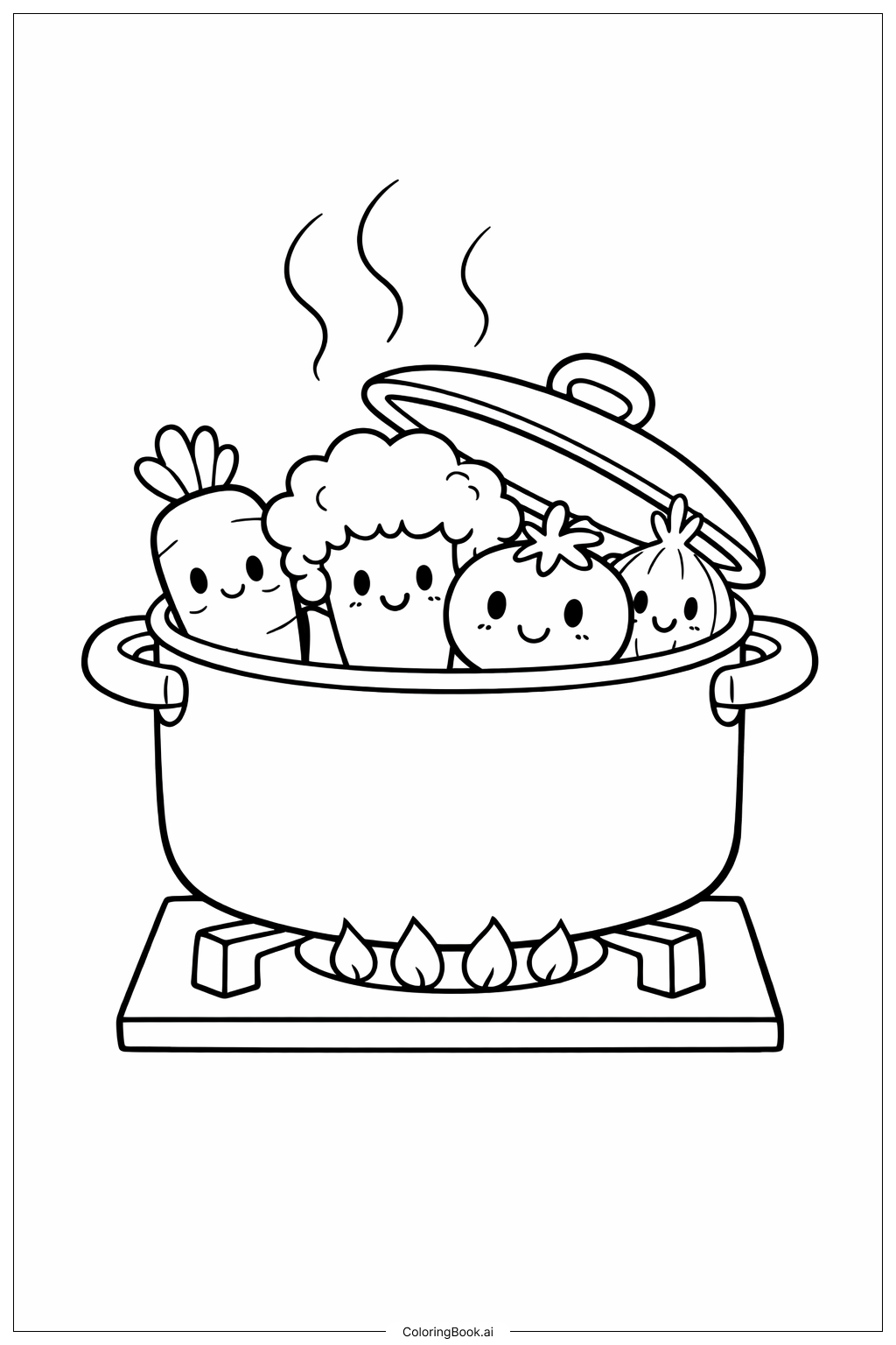 귀여운 음식 요리 냄비 색칠공부 페이지