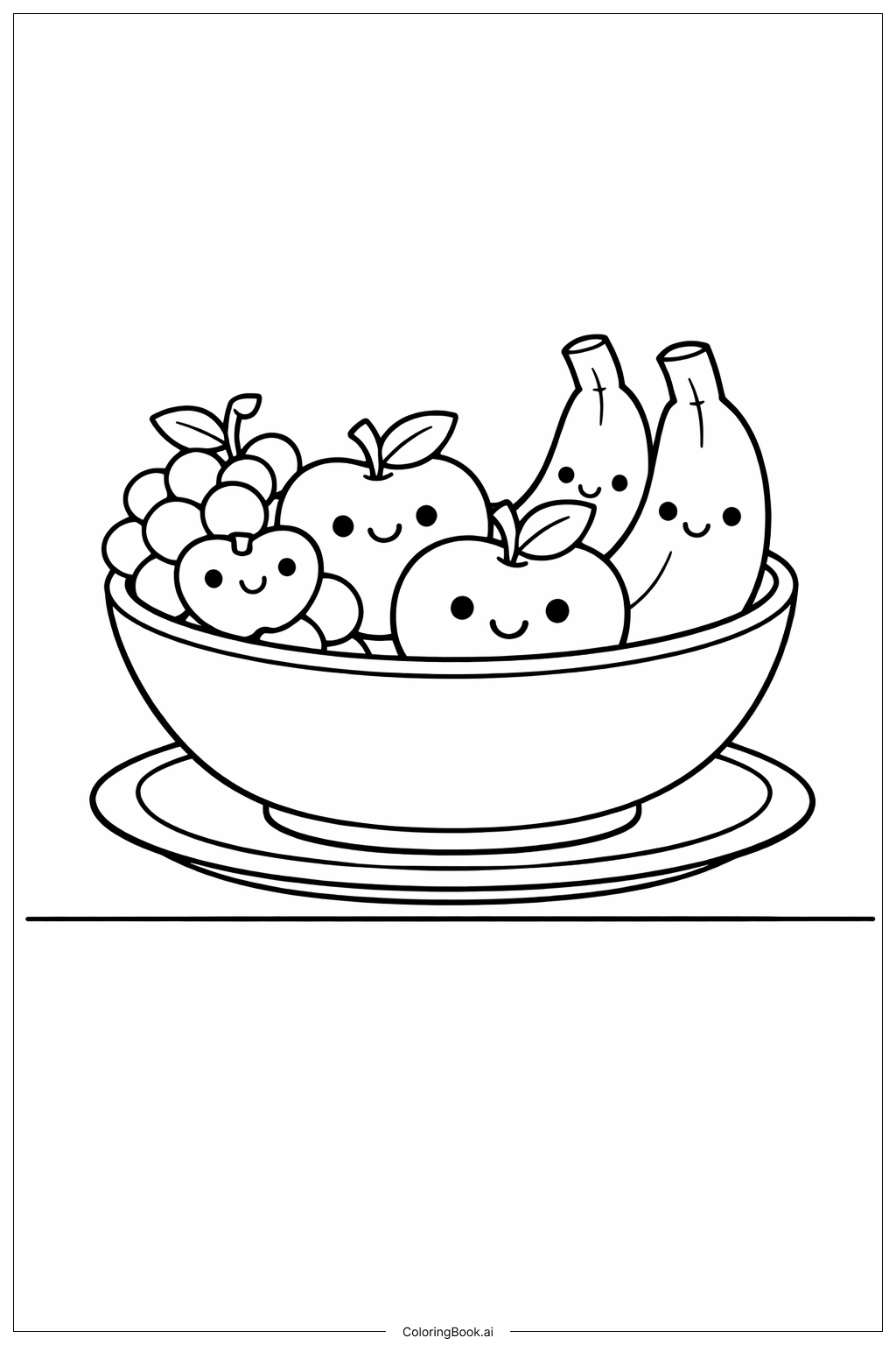 귀여운 음식 과일 그릇 파티 색칠공부 페이지