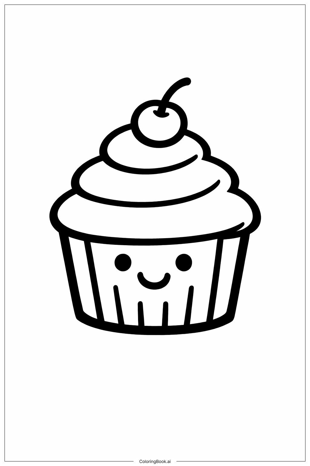  Trang tô màu Bánh Cupcake Dễ Thương Cười Tươi 