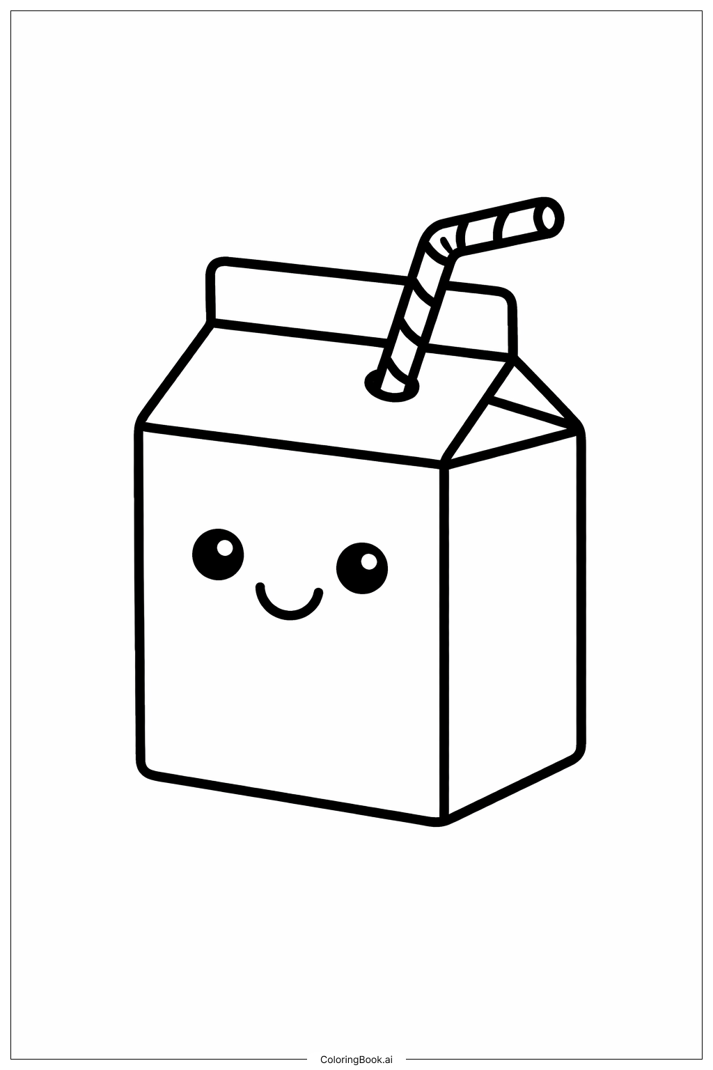  Trang tô màu Hộp Sữa Dễ Thương Có Khuôn Mặt Cười 