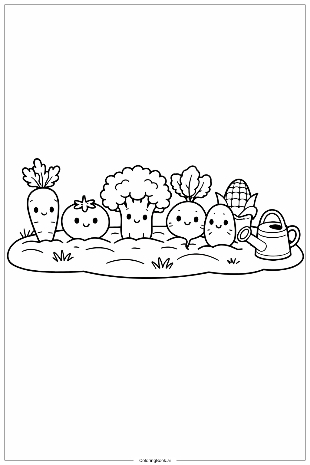 귀여운 채소 정원 색칠공부 페이지