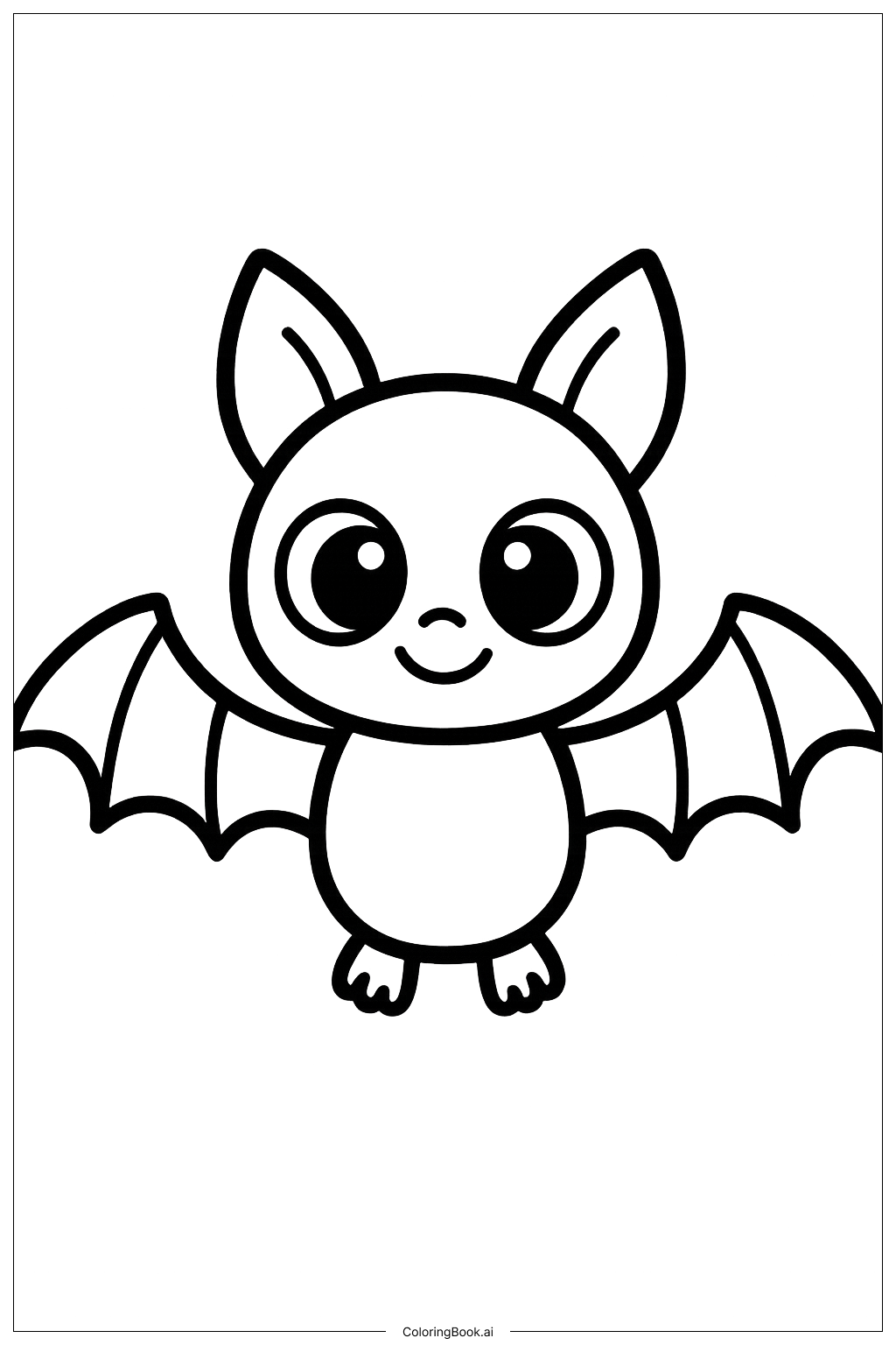  Página para colorir de Fofo Morcego Bebê de Halloween 