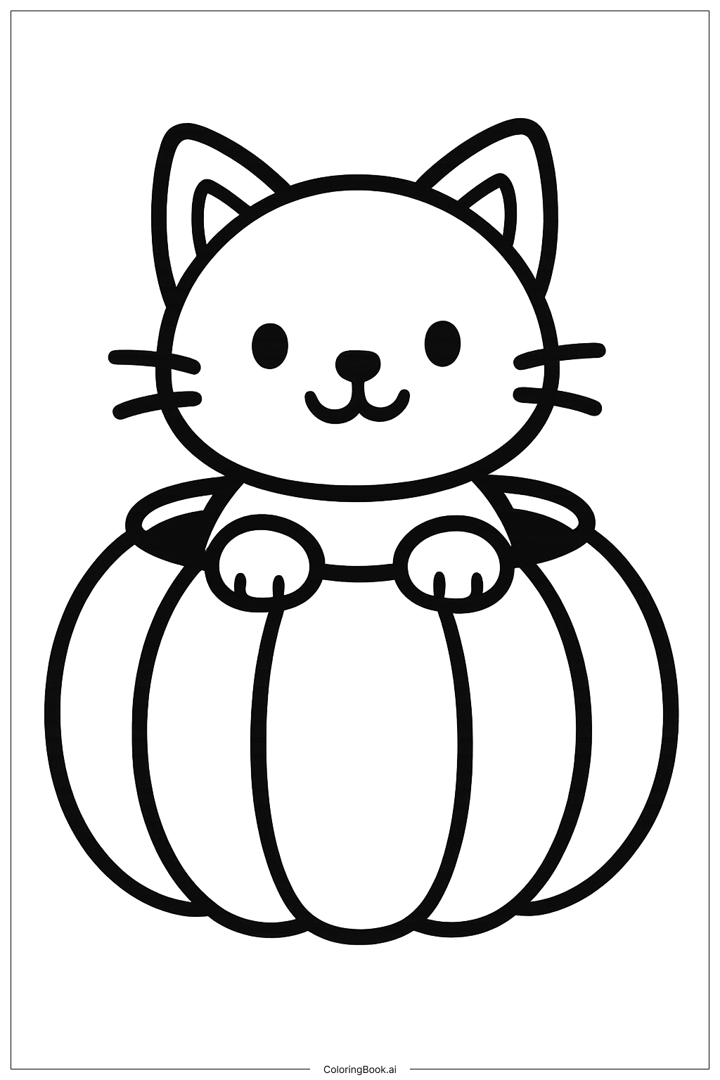  귀여운 할로윈 호박 속 고양이 색칠공부 페이지 