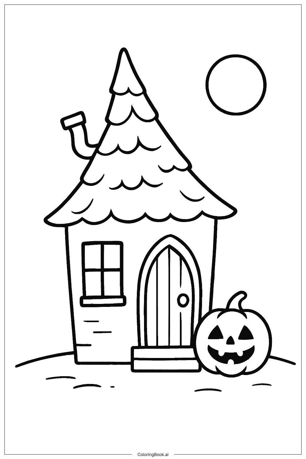  귀여운 할로윈 아늑한 유령의 집 색칠공부 페이지 