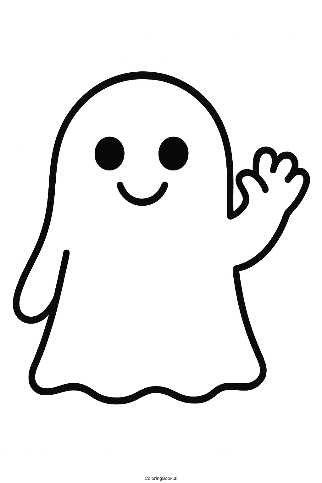  Página para colorir de Fantasma Amigável e Fofo de Halloween 