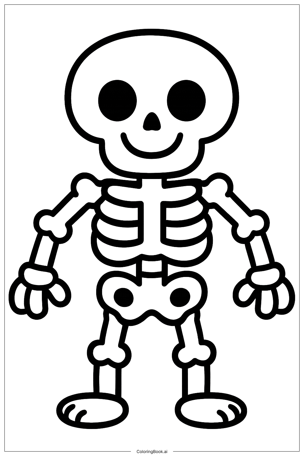  귀여운 할로윈 친근한 해골 색칠공부 페이지 