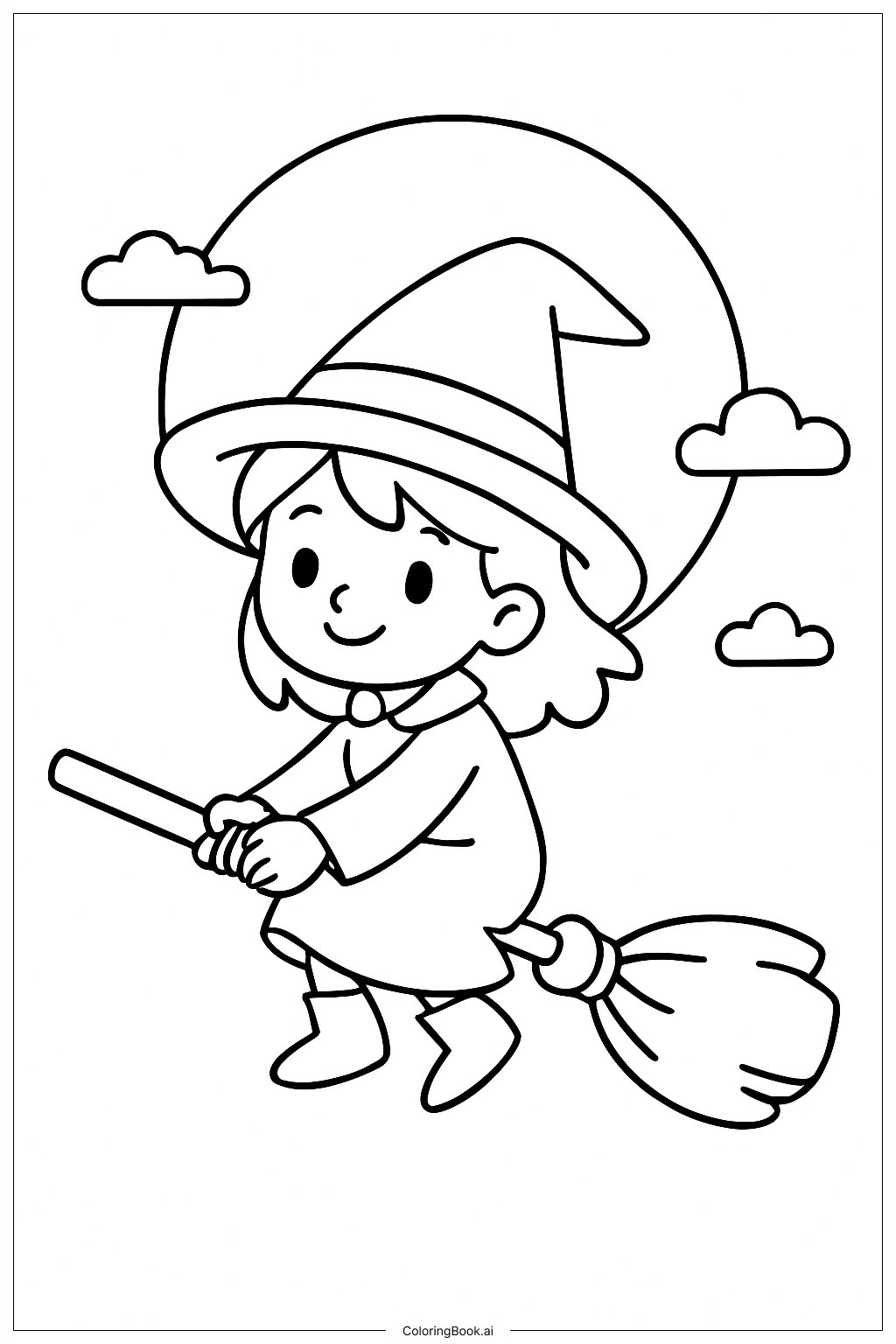 귀여운 할로윈 작은 마녀 날기