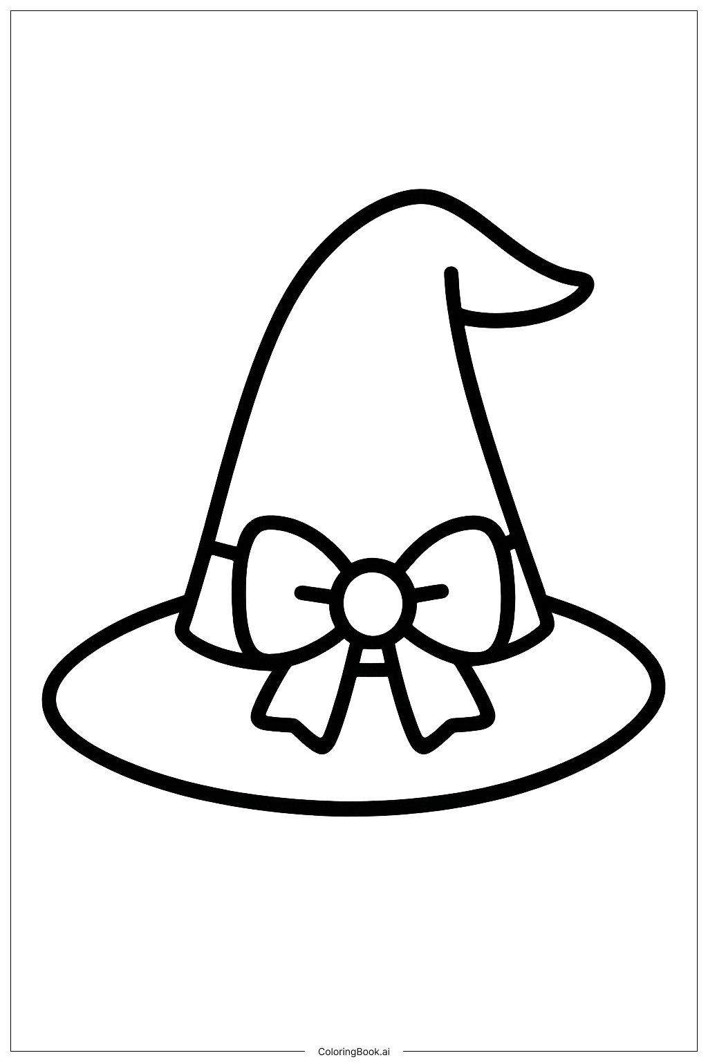  Página para colorir de Chapéu de Bruxinha Fofo de Halloween 