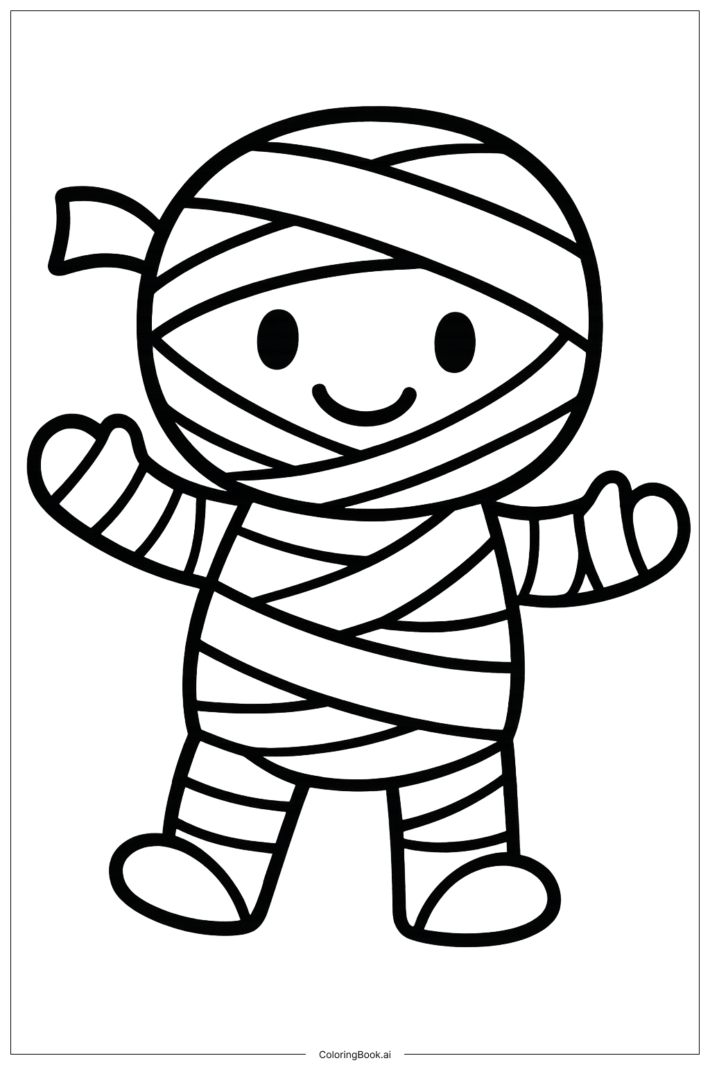  Página para colorir de Amiguito Múmia Fofo de Halloween 