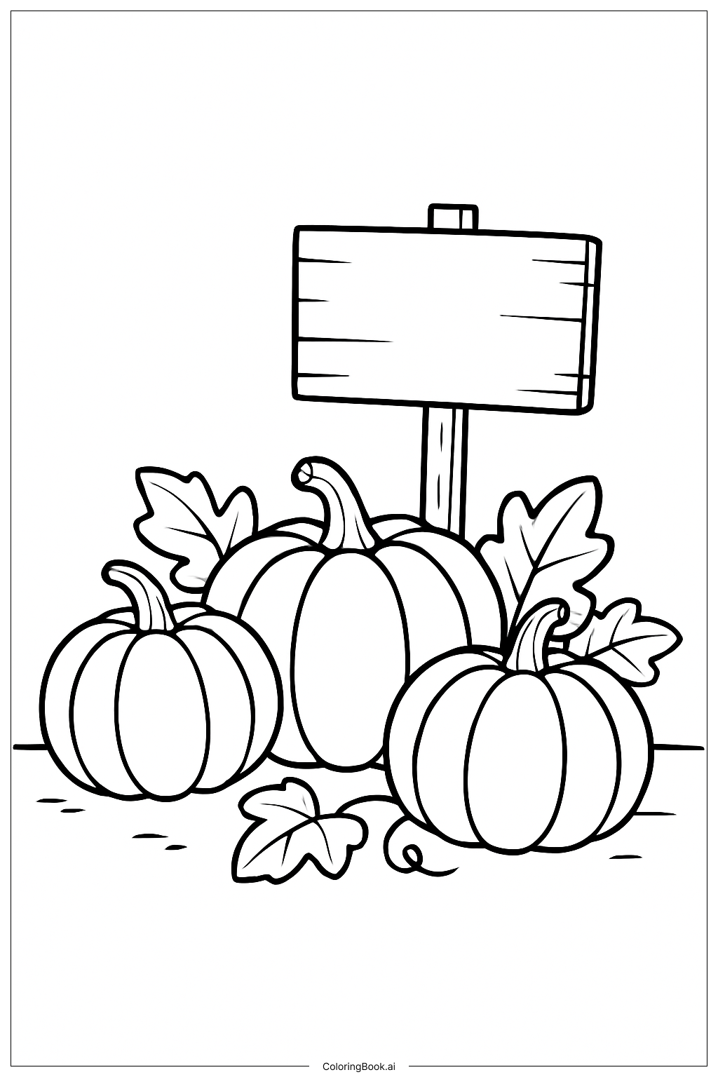  Cute Halloween Pumpkin Patch With Sign Coloring Page 