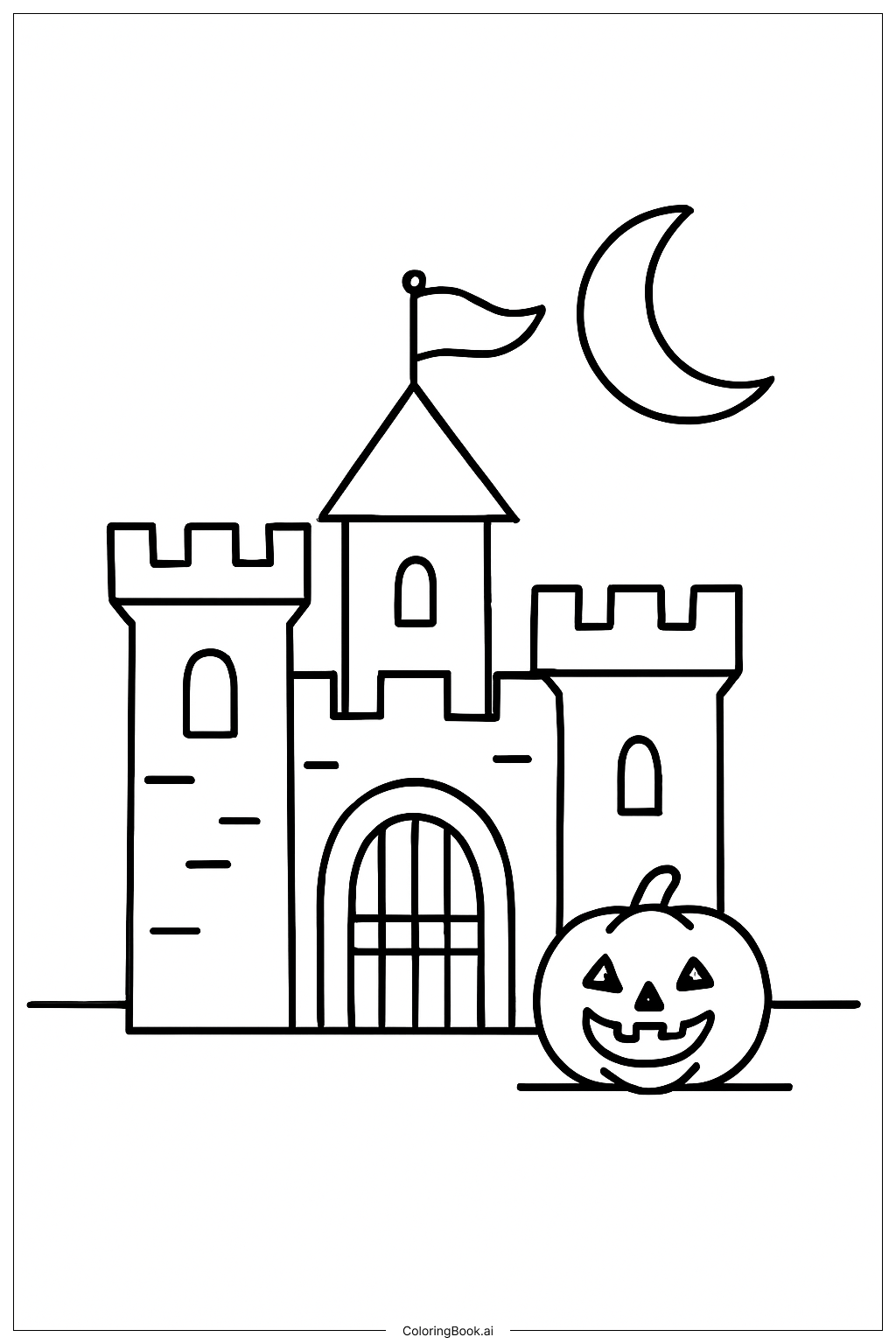  귀여운 할로윈 작은 성 색칠공부 페이지 