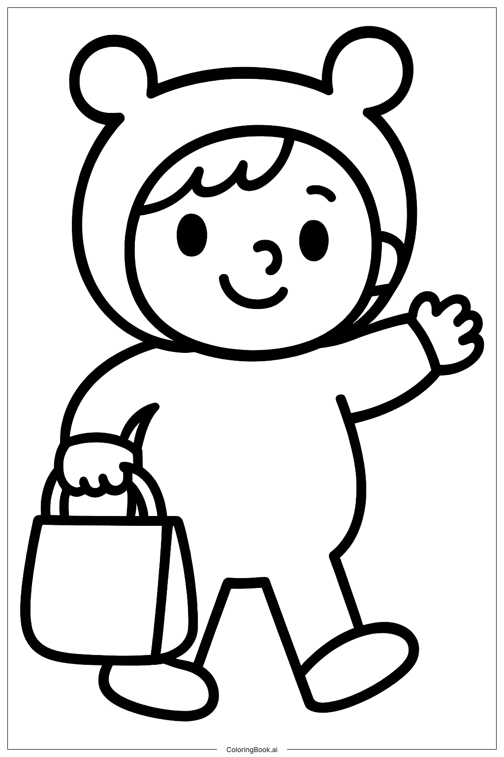  Página para colorir de Adorável Travesso de Halloween 