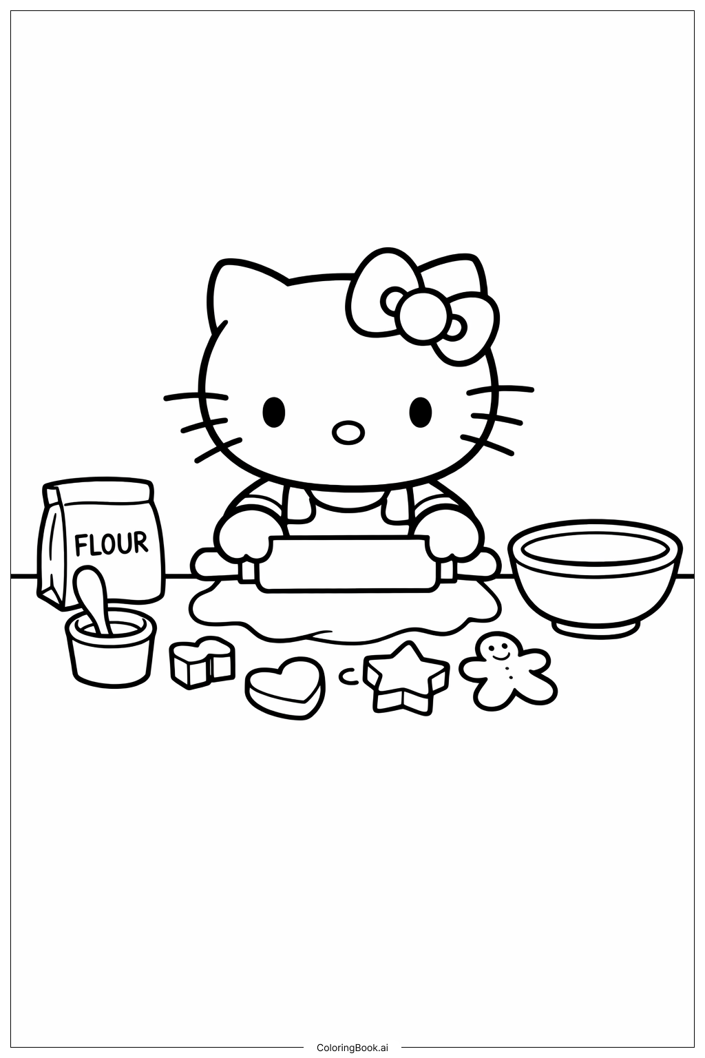 可愛的Hello Kitty烤餅乾著色頁