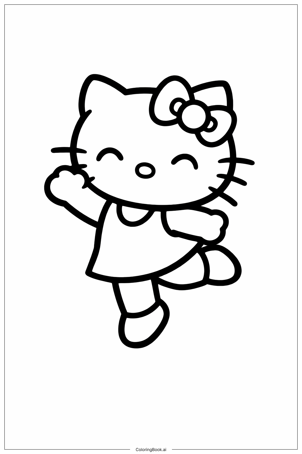 可愛的Hello Kitty跳舞著色頁
