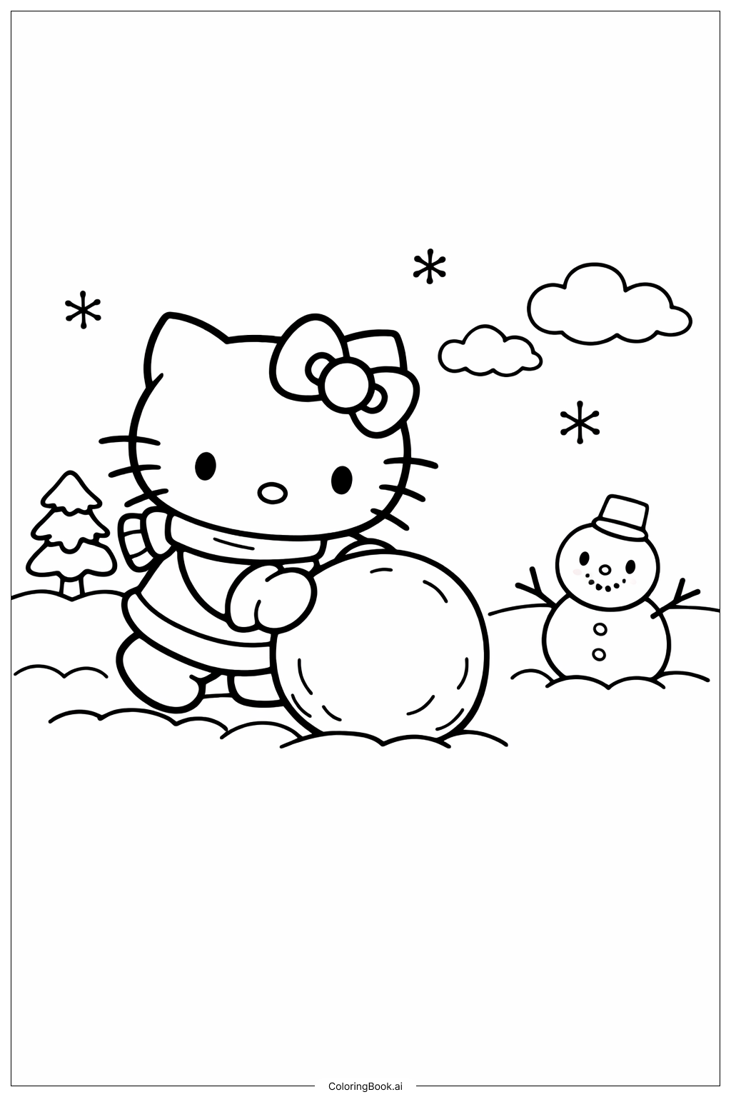  귀여운 헬로키티 색칠공부 페이지 