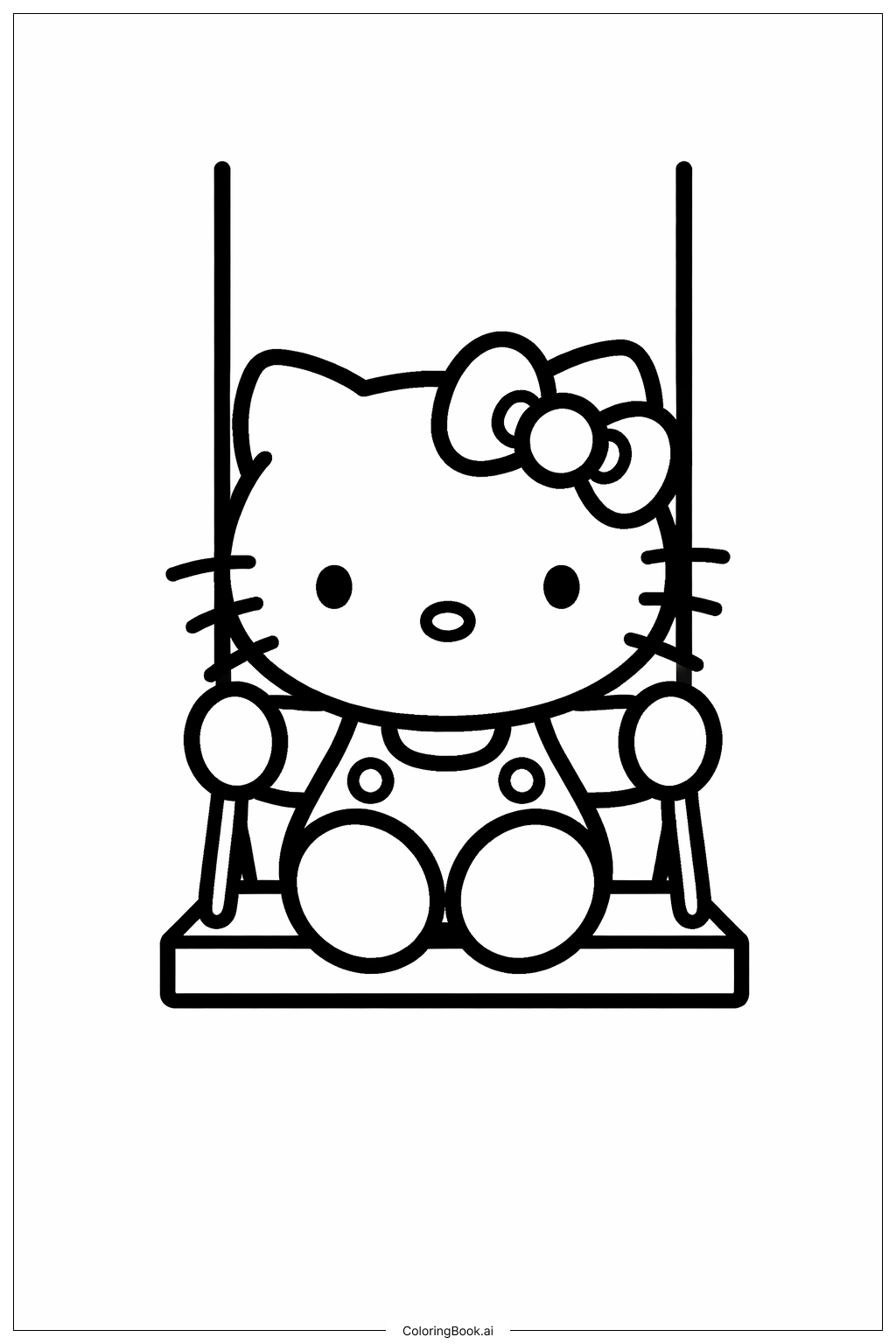 可愛的Hello Kitty在盪鞦韆上著色頁