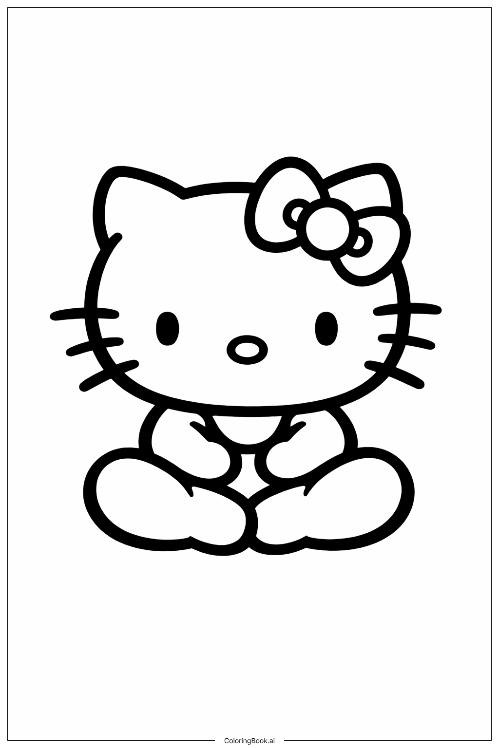 可愛的Hello Kitty坐著著色頁