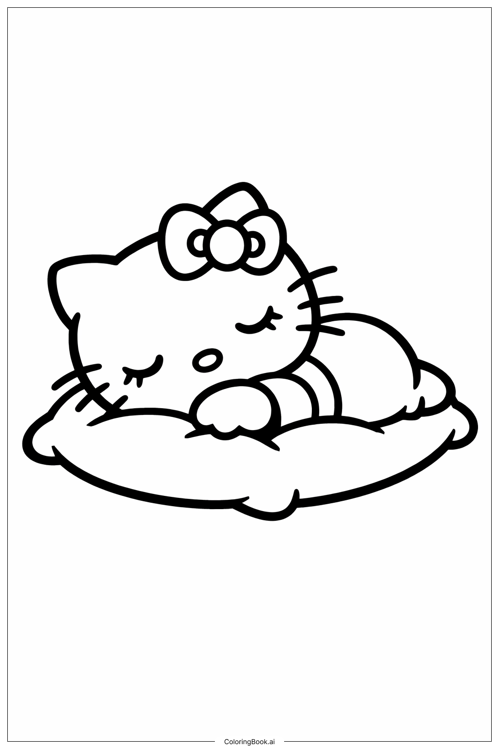 可愛的Hello Kitty熟睡中著色頁