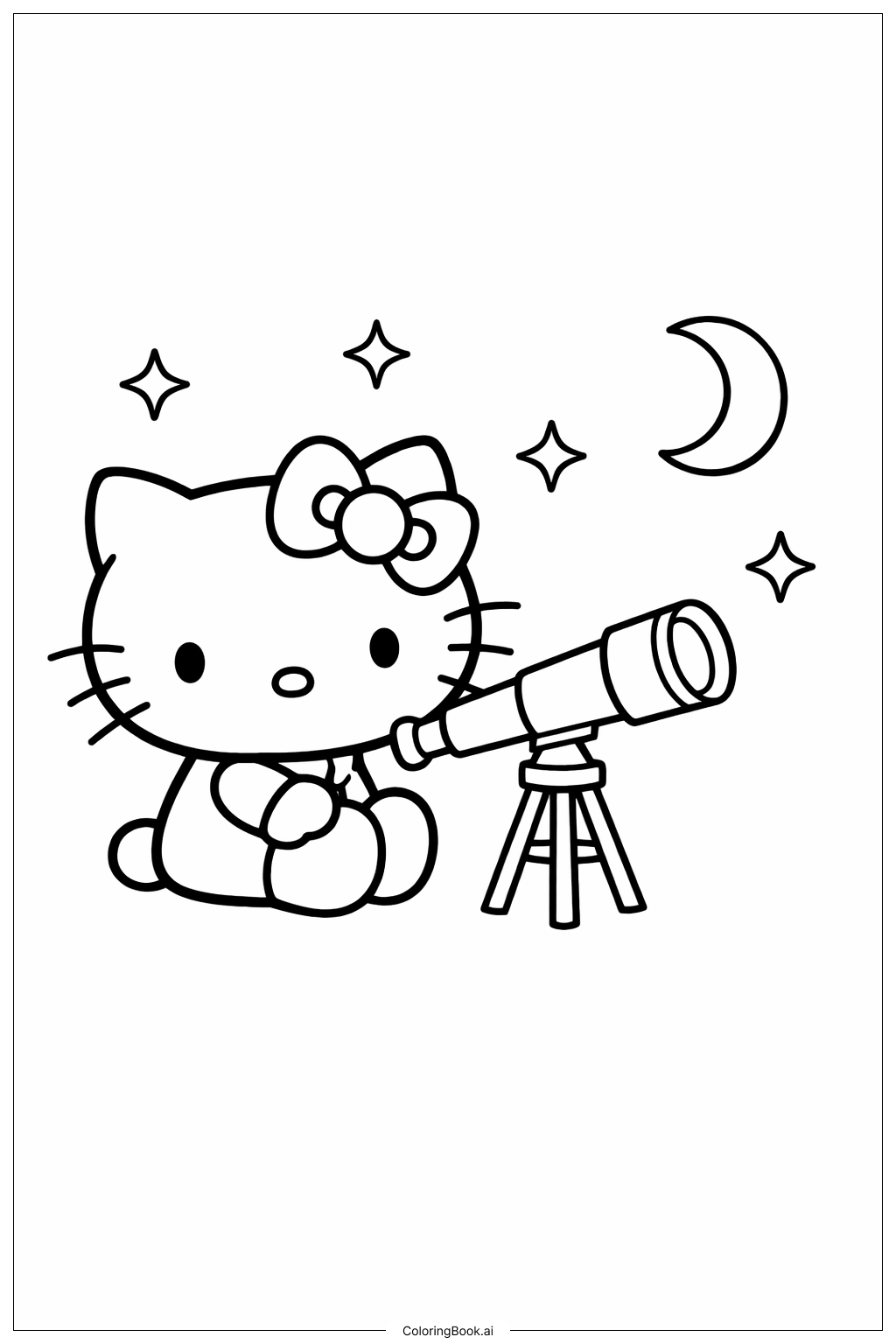 可愛的Hello Kitty觀星著色頁