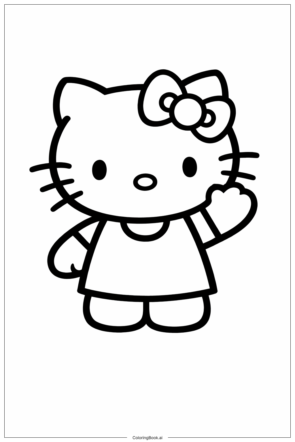可愛的Hello Kitty揮手著色頁
