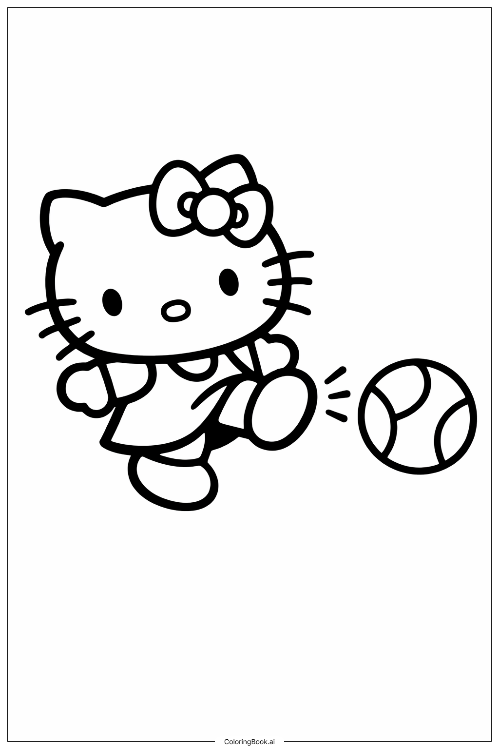 可愛的Hello Kitty踢球著色頁