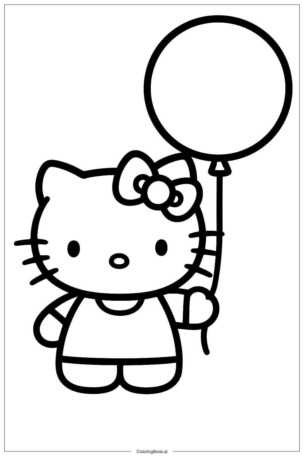 可愛的Hello Kitty拿著氣球著色頁