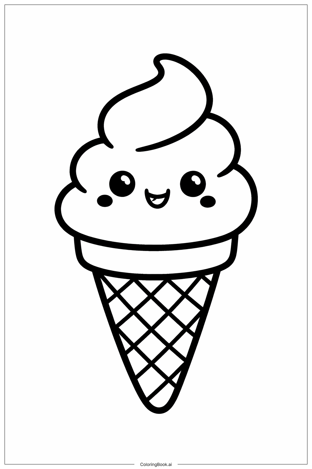  Página para colorir de Sorvete Fofo 